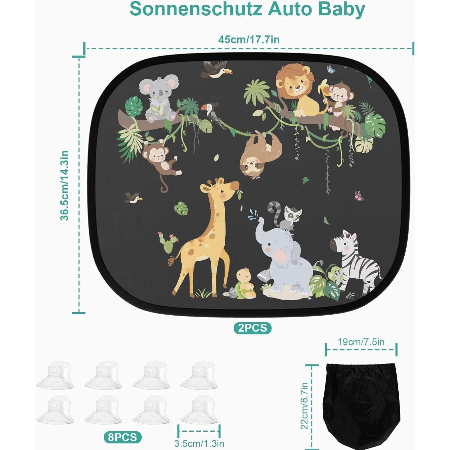 Protector Solar para Ventana de Auto LIGHTNETSEE 2-Pack Animales