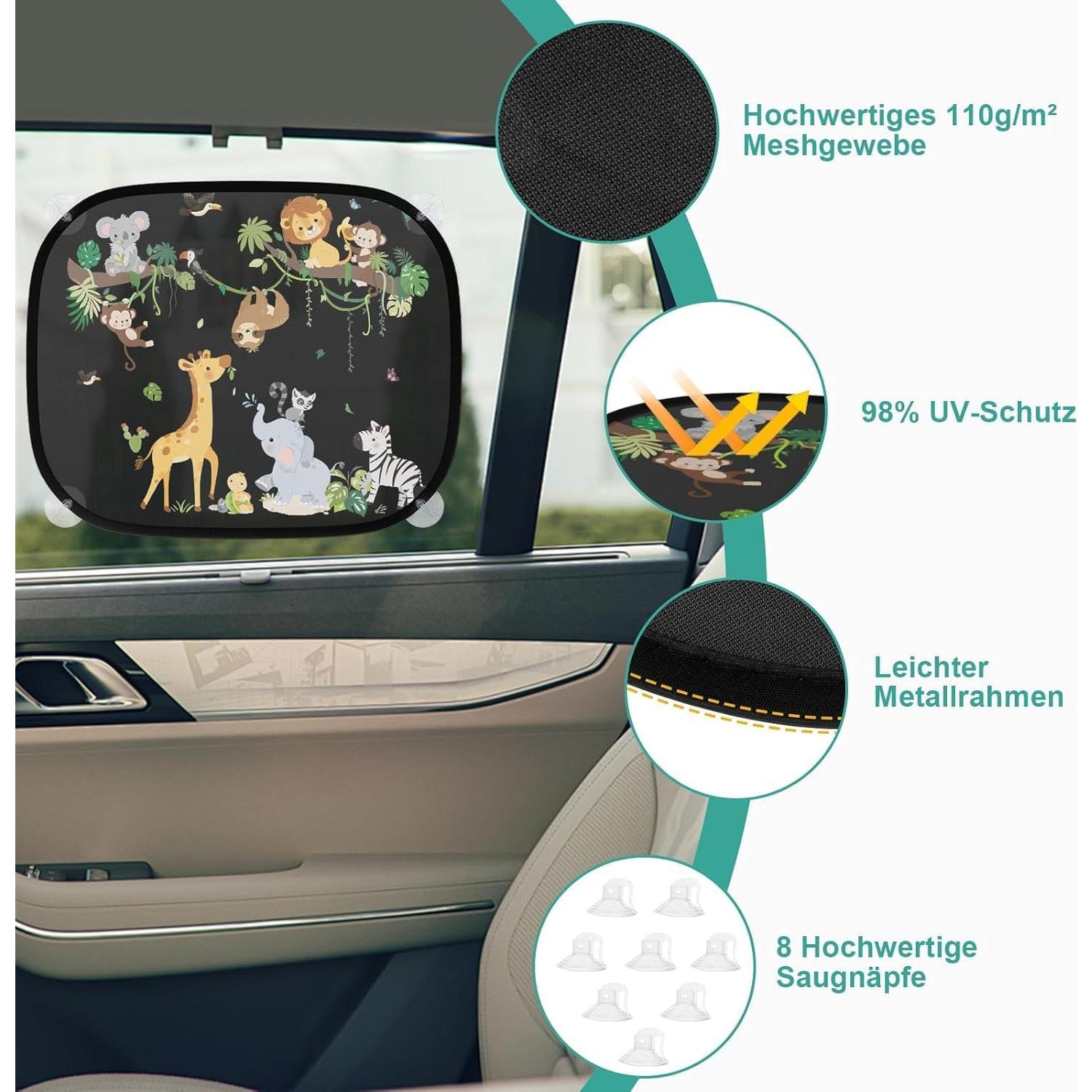 Protector Solar para Ventana de Auto LIGHTNETSEE 2-Pack Animales