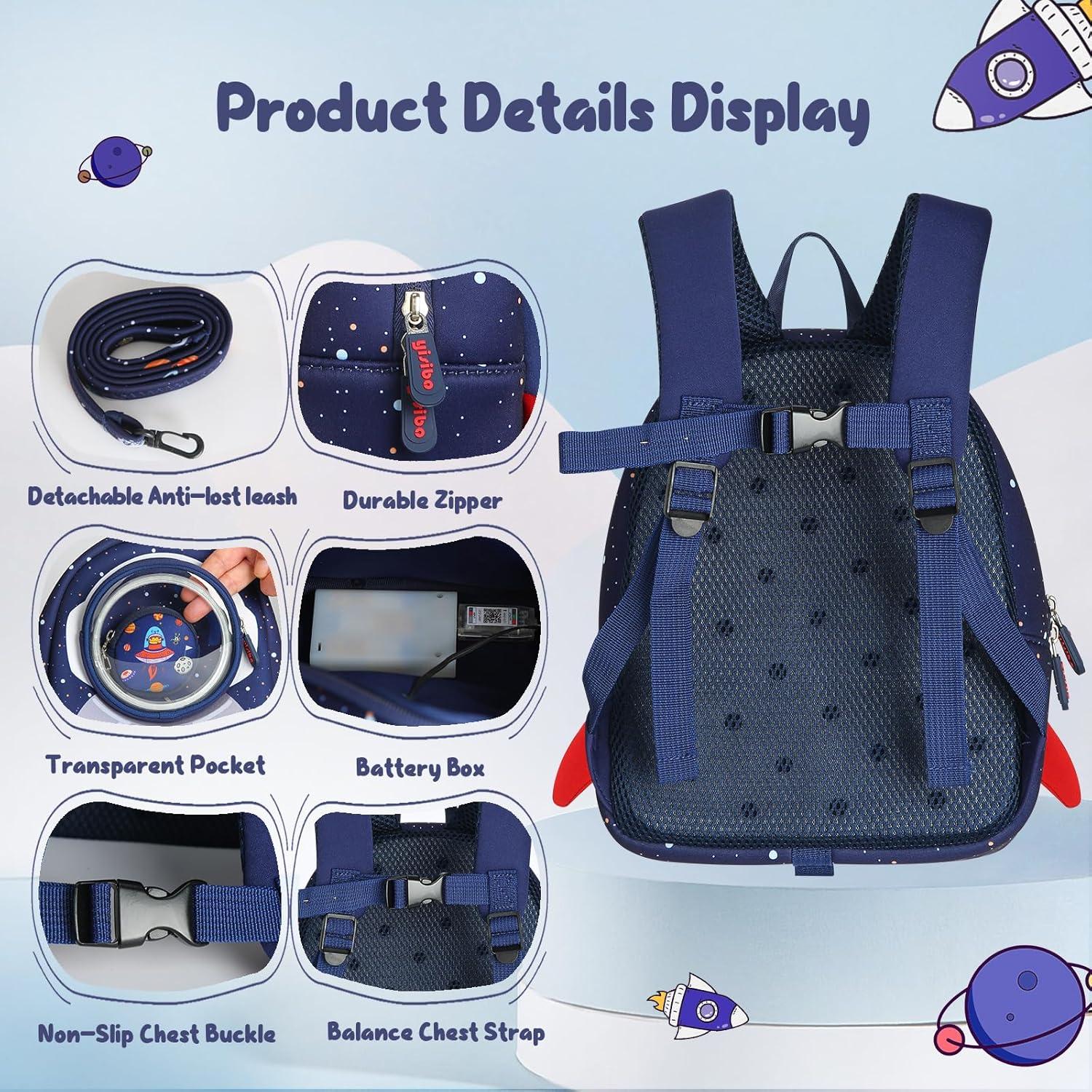 Mochila LED para Niños Yisibo Cohete 23L con Correa 3-6 años