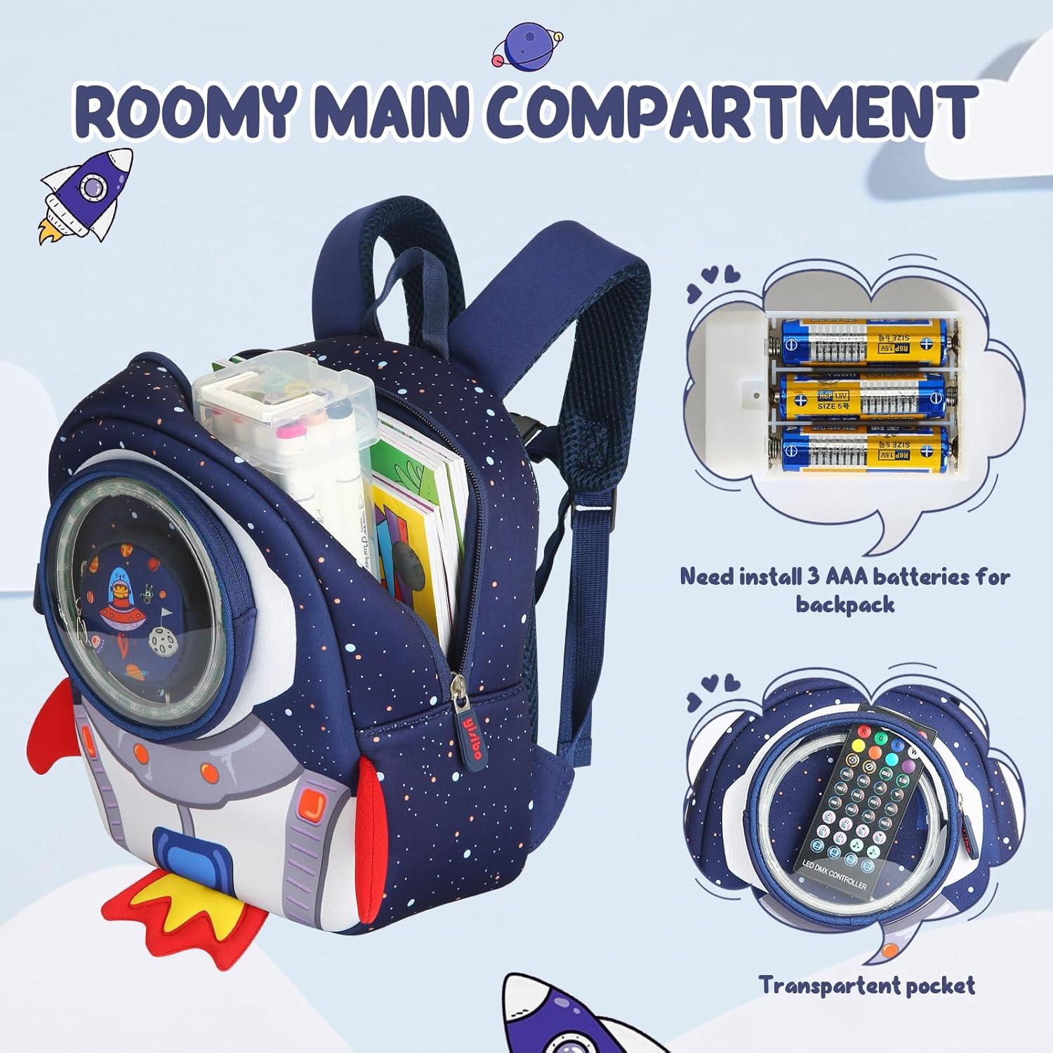 Mochila LED para Niños Yisibo Cohete 23L con Correa 3-6 años
