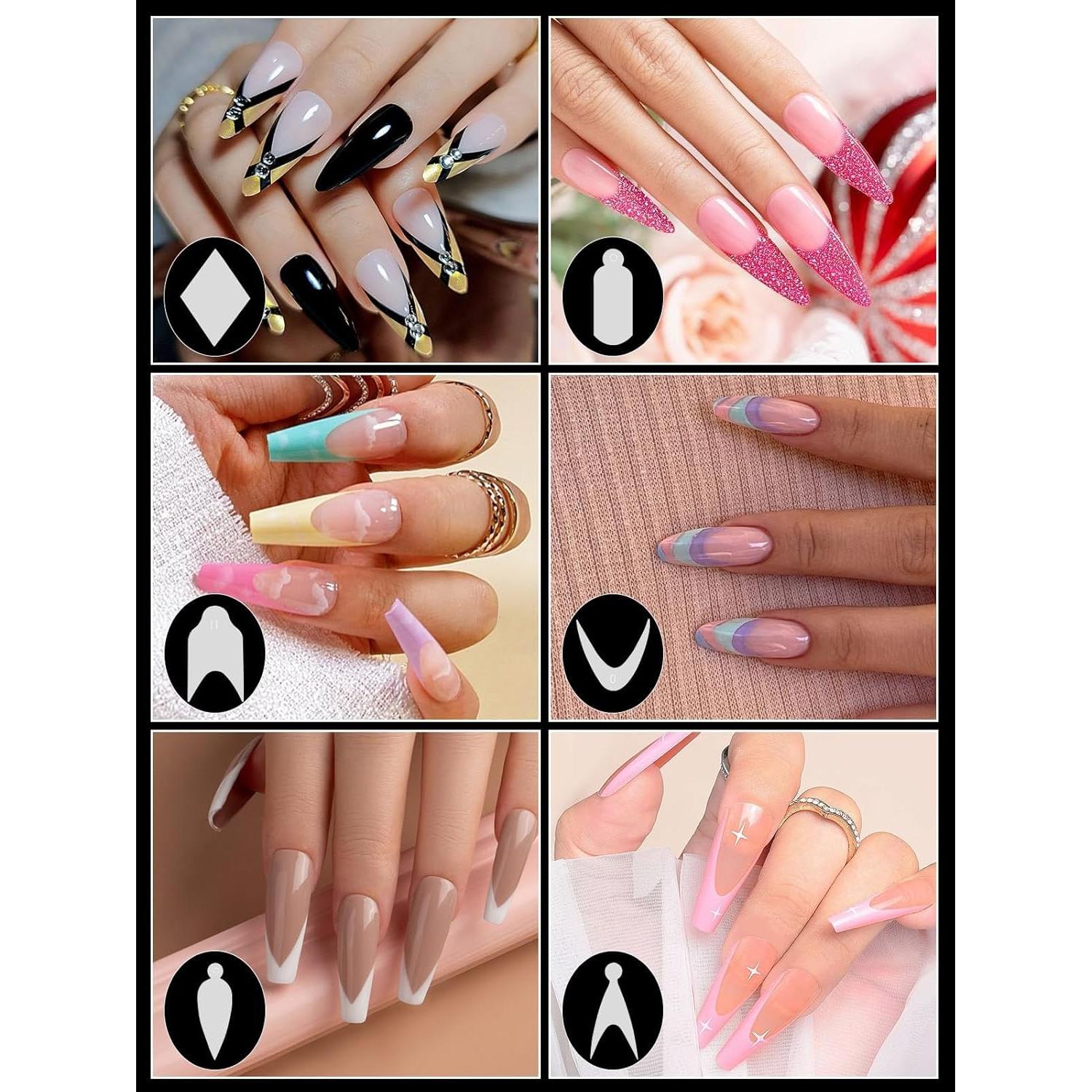 Stickers de Uñas Francesas TOROKOM 144 PCS Silicona Reutilizables