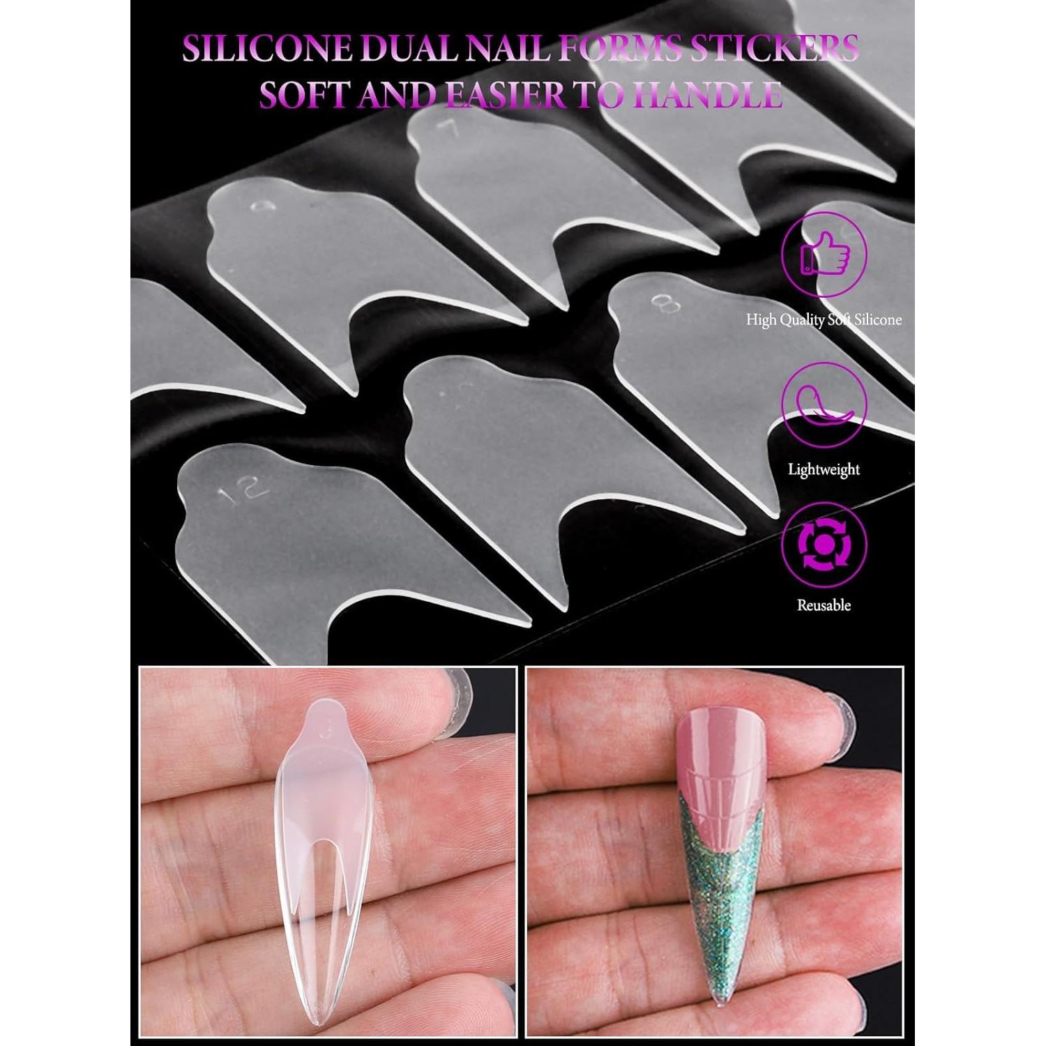 Stickers de Uñas Francesas TOROKOM 144 PCS Silicona Reutilizables