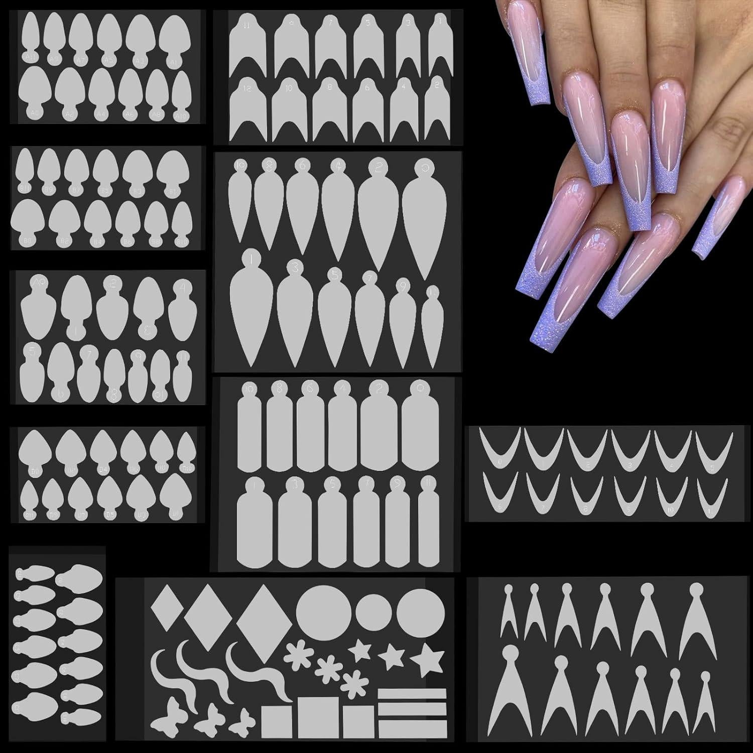 Stickers de Uñas Francesas TOROKOM 144 PCS Silicona Reutilizables