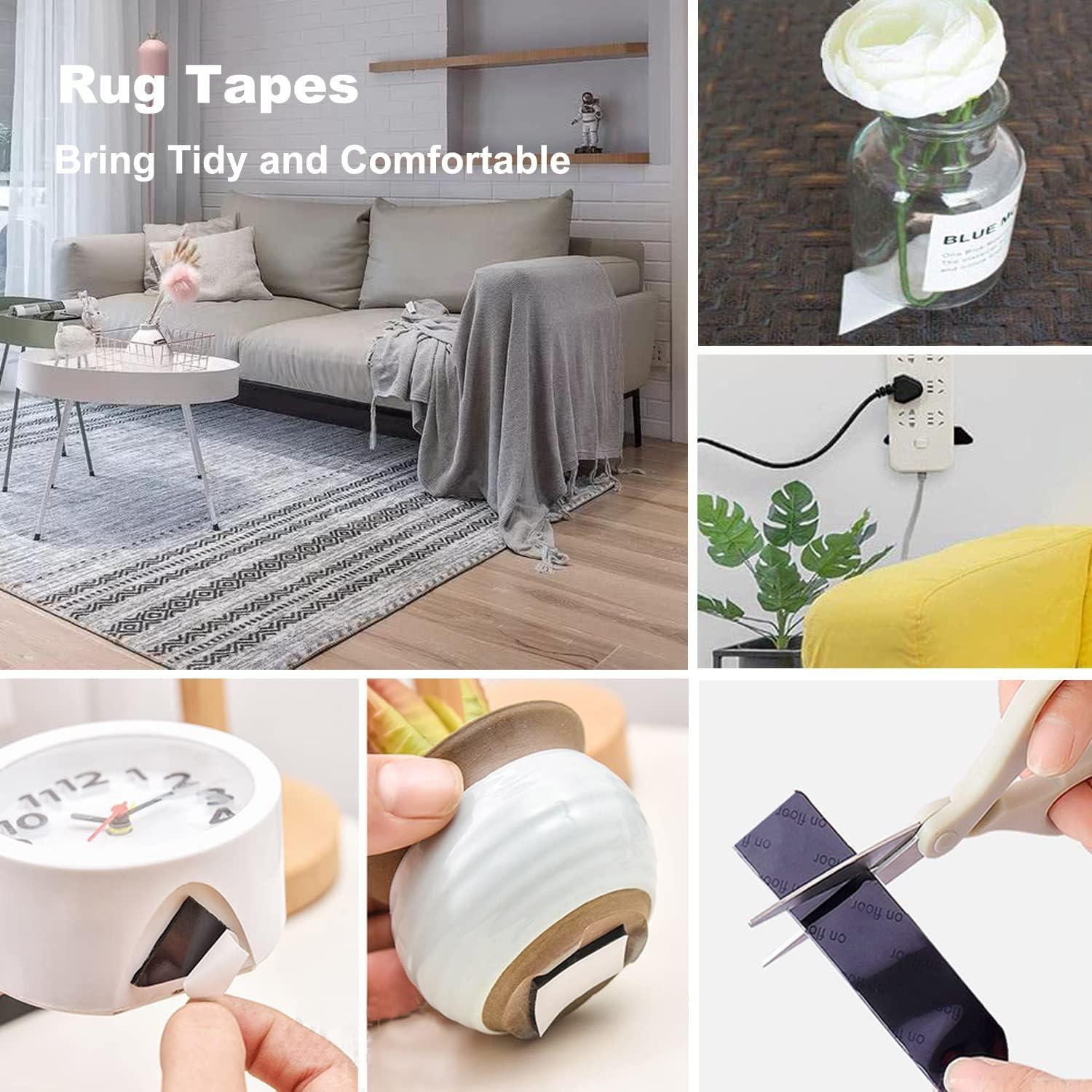 Cinta Antideslizante para Alfombra 8 Pcs - Reutilizable Negra