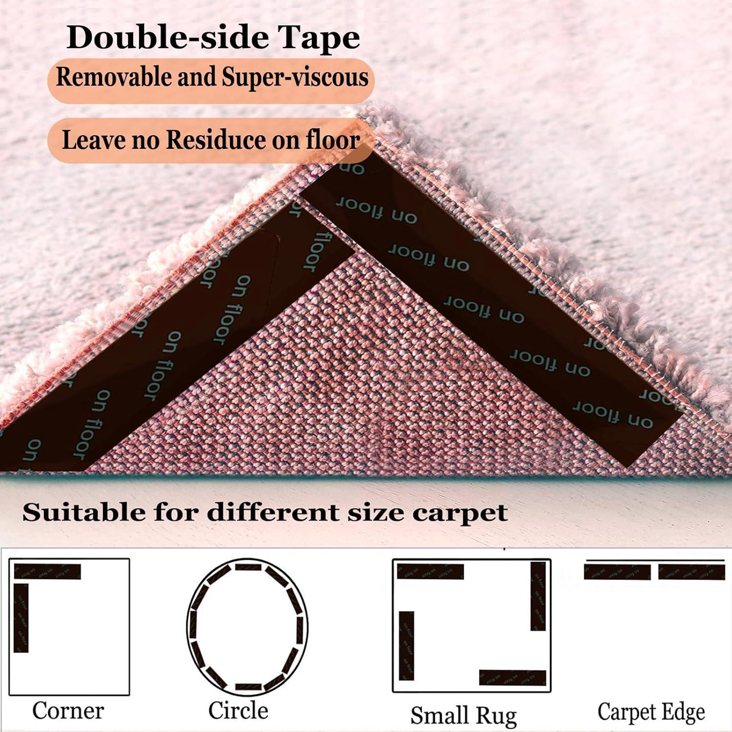 Cinta Antideslizante para Alfombra 8 Pcs - Reutilizable Negra