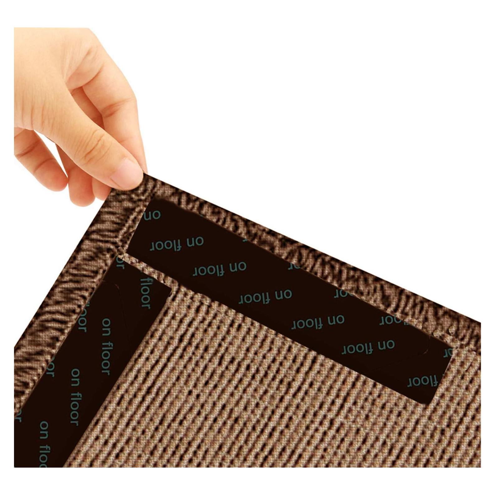 Cinta Antideslizante para Alfombra 12 Pcs Negra Reutilizable