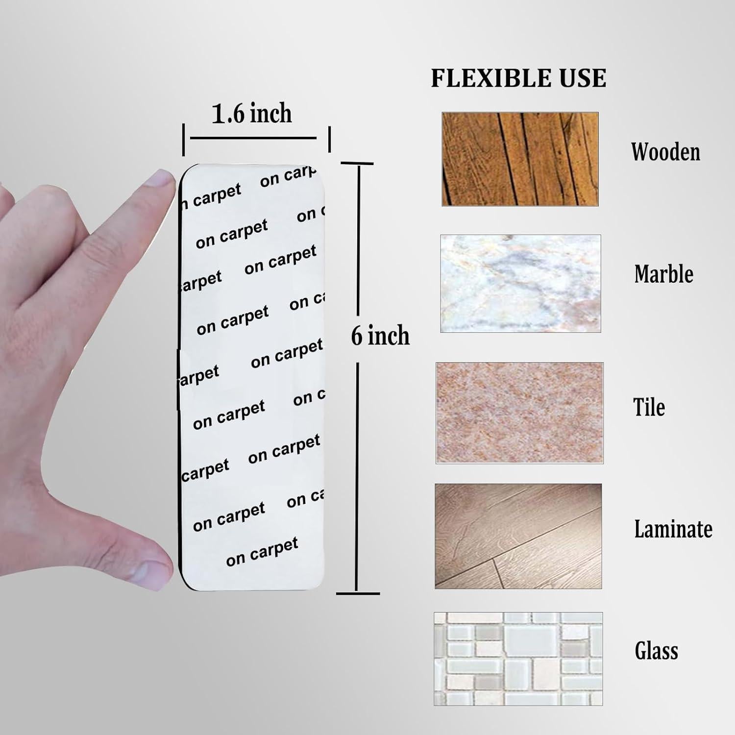 Cinta Antideslizante para Alfombra 12 Pcs Negra Reutilizable