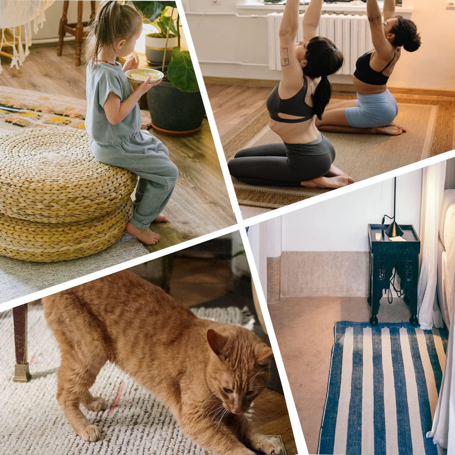 Cinta Antideslizante para Alfombra 12 Pcs Negra Reutilizable