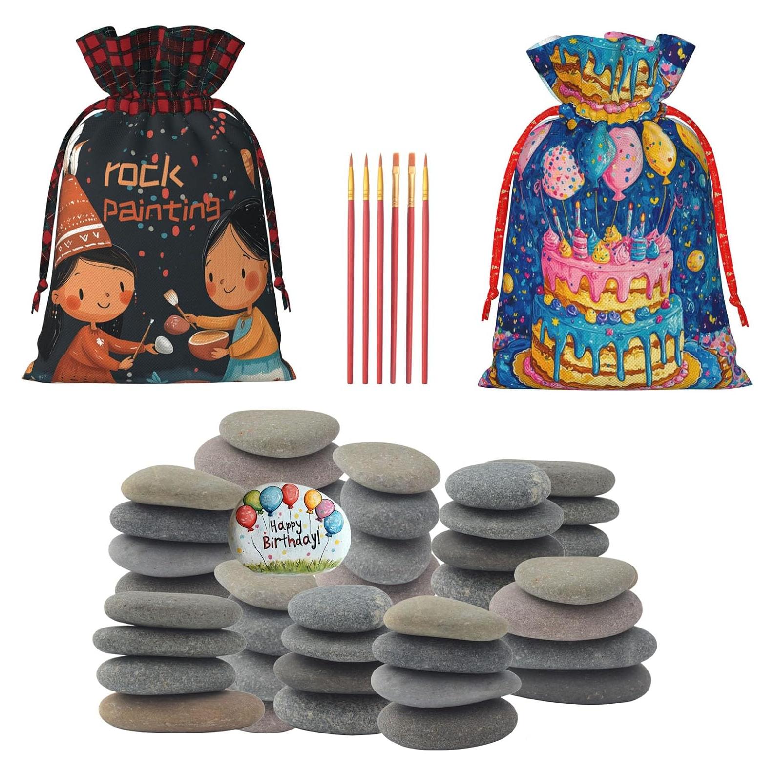 Juego de Pintura en Piedra XSSUUNN con 40 Piedras y 6 Pinceles