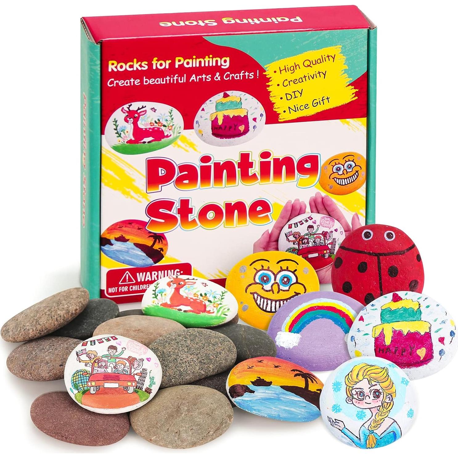 24 Rocas de Río para Pintar 5-10 cm Lechloris - DIY y Manualidades