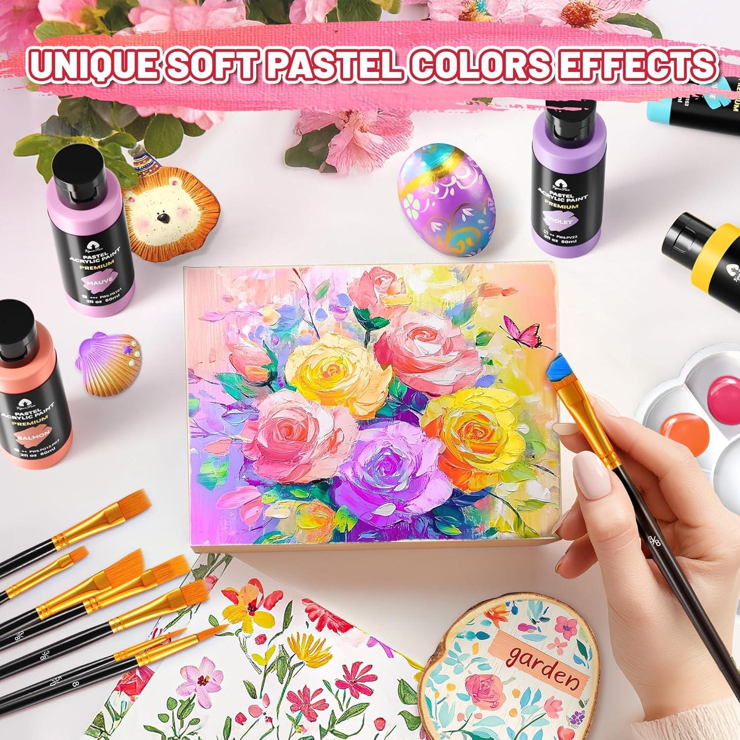 Juego de Pintura Acrílica Pastel VigorFun 52 Piezas 36 Colores