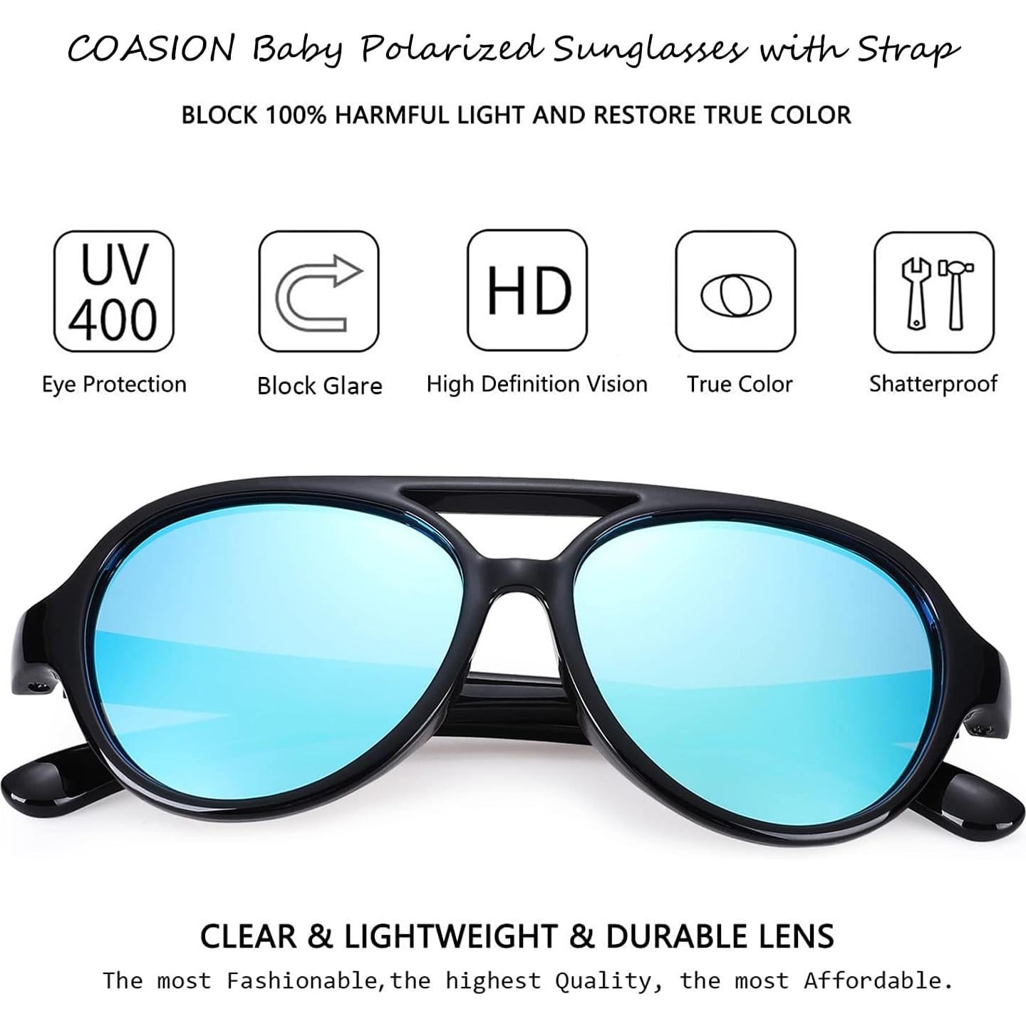 Gafas de sol polarizadas COASION para bebés UV400 con correa