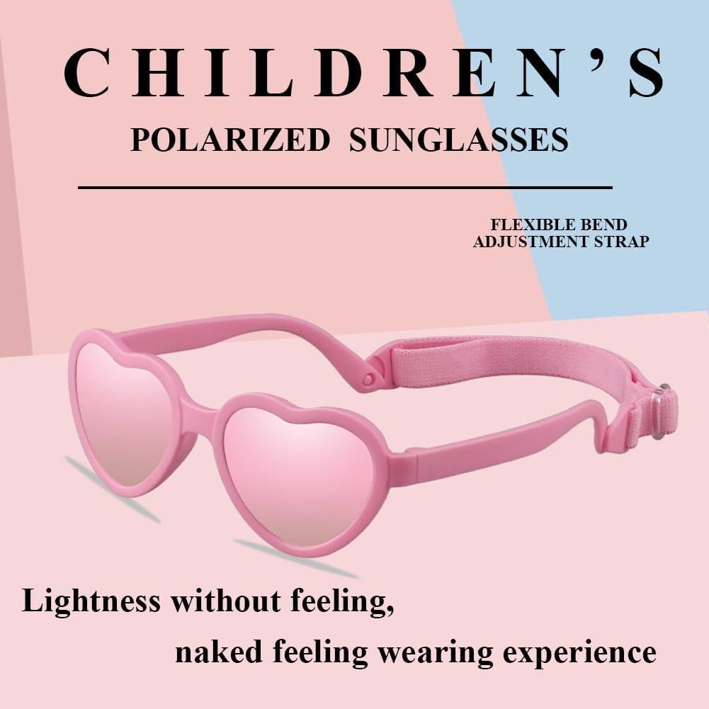 Gafas de sol polarizadas para bebés corazón con correa ajustable