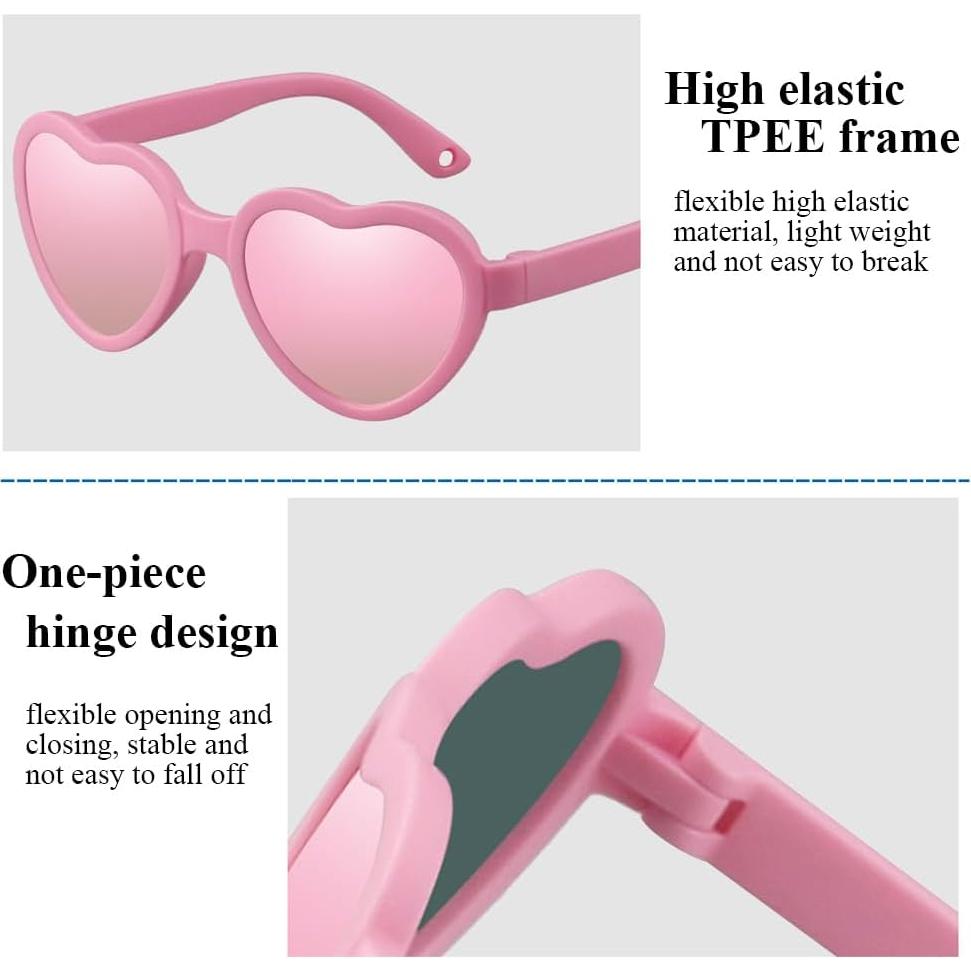 Gafas de sol polarizadas para bebés corazón con correa ajustable