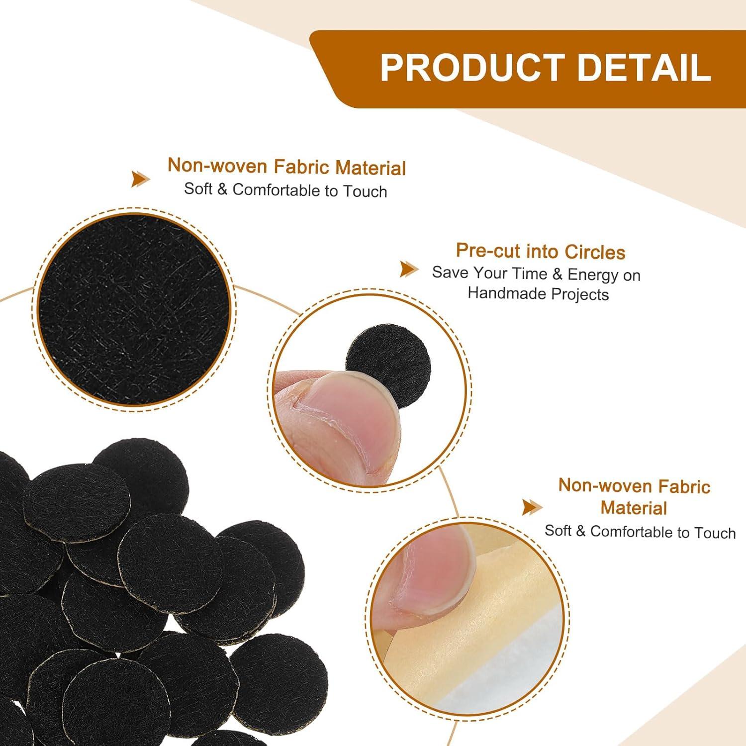 120 Círculos de Fieltro Autoadhesivos uxcell 10mm Negro