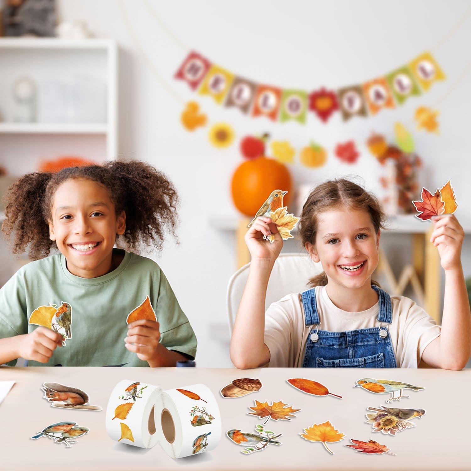 Rollos de Pegatinas Acuarela Otoñal BkeeCten - 1000 pcs