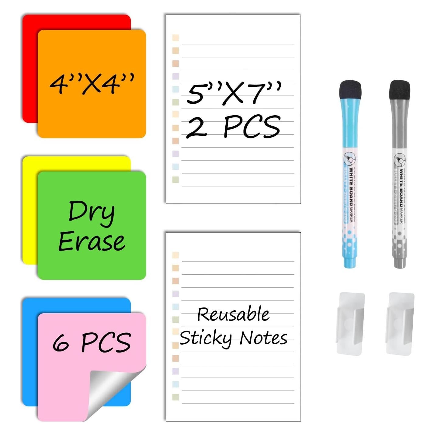 Notas Adhesivas Borrables MVISUAL 10x10 cm y 12.7x17.8 cm