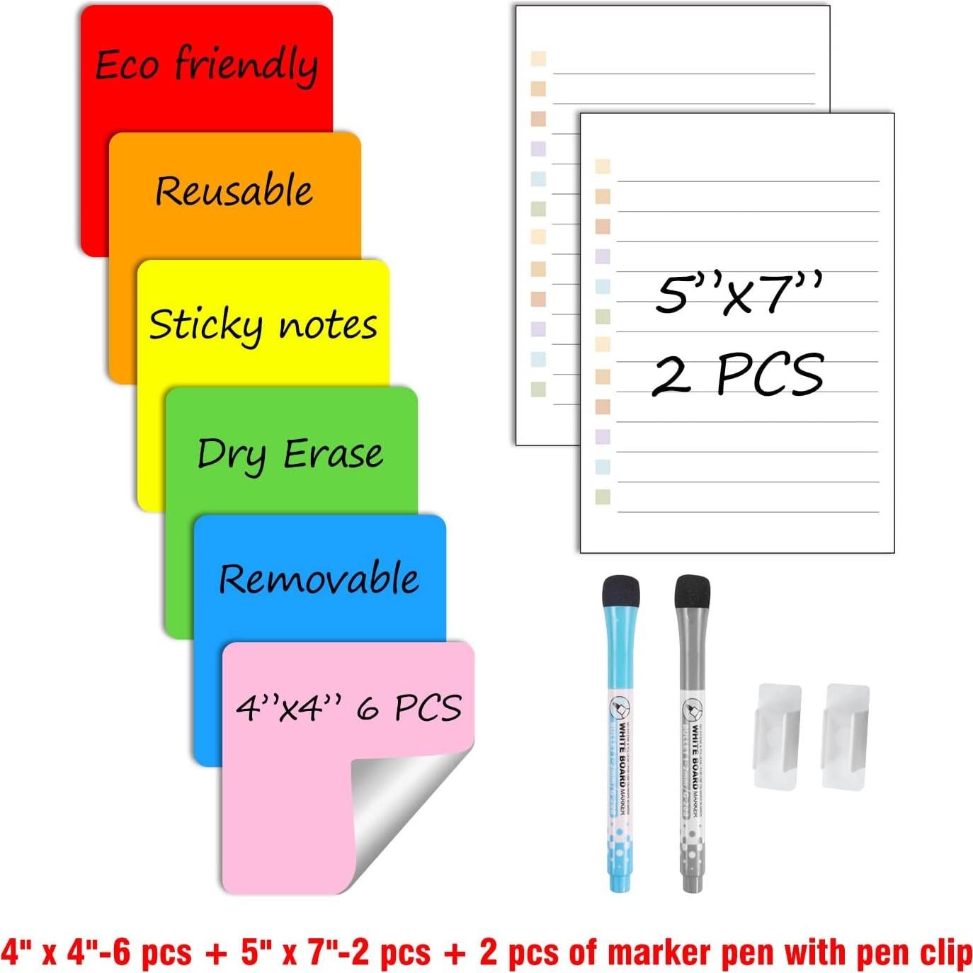 Notas Adhesivas Borrables MVISUAL 10x10 cm y 12.7x17.8 cm