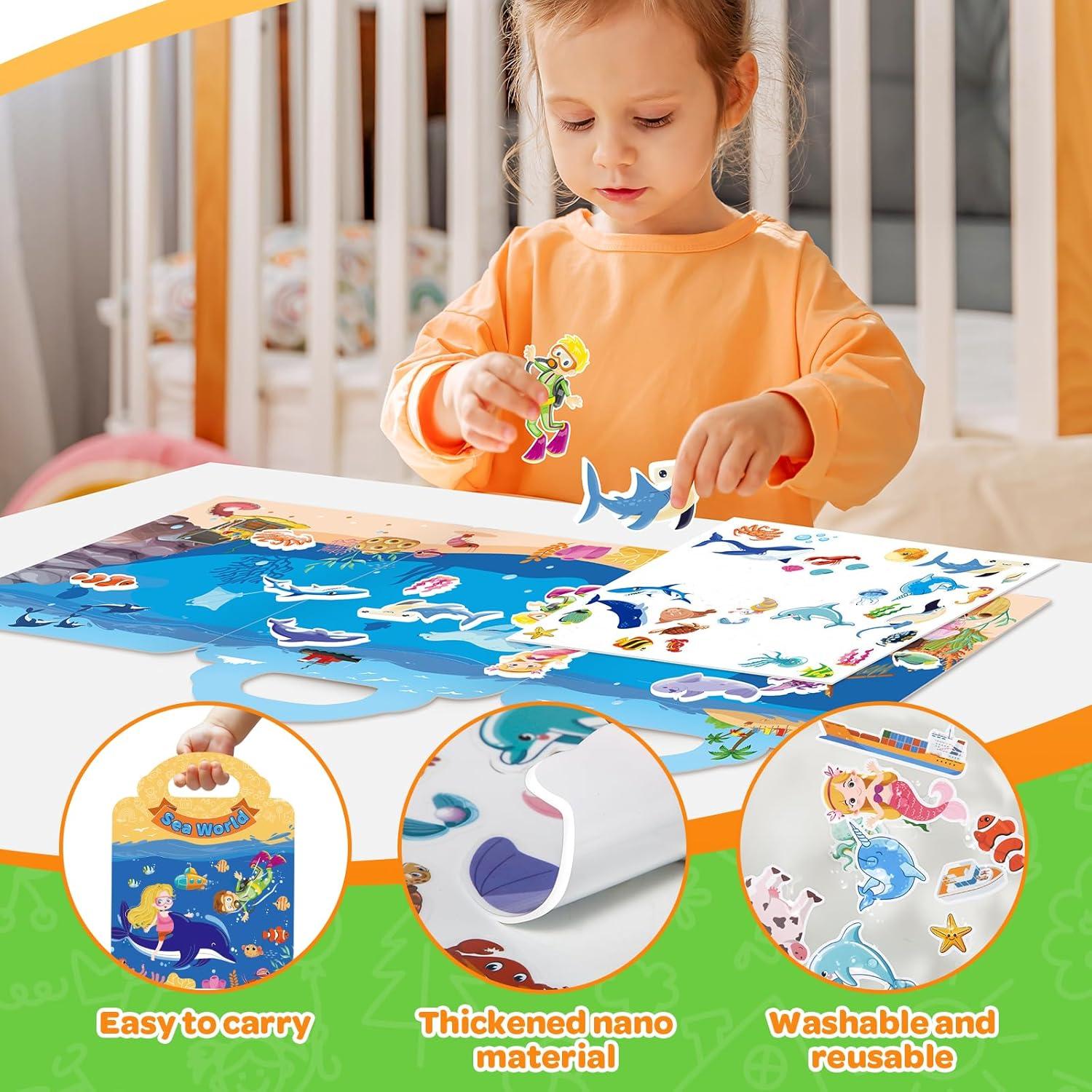 4 Libros de Pegatinas Reutilizables Uranus&No.1 para Niños