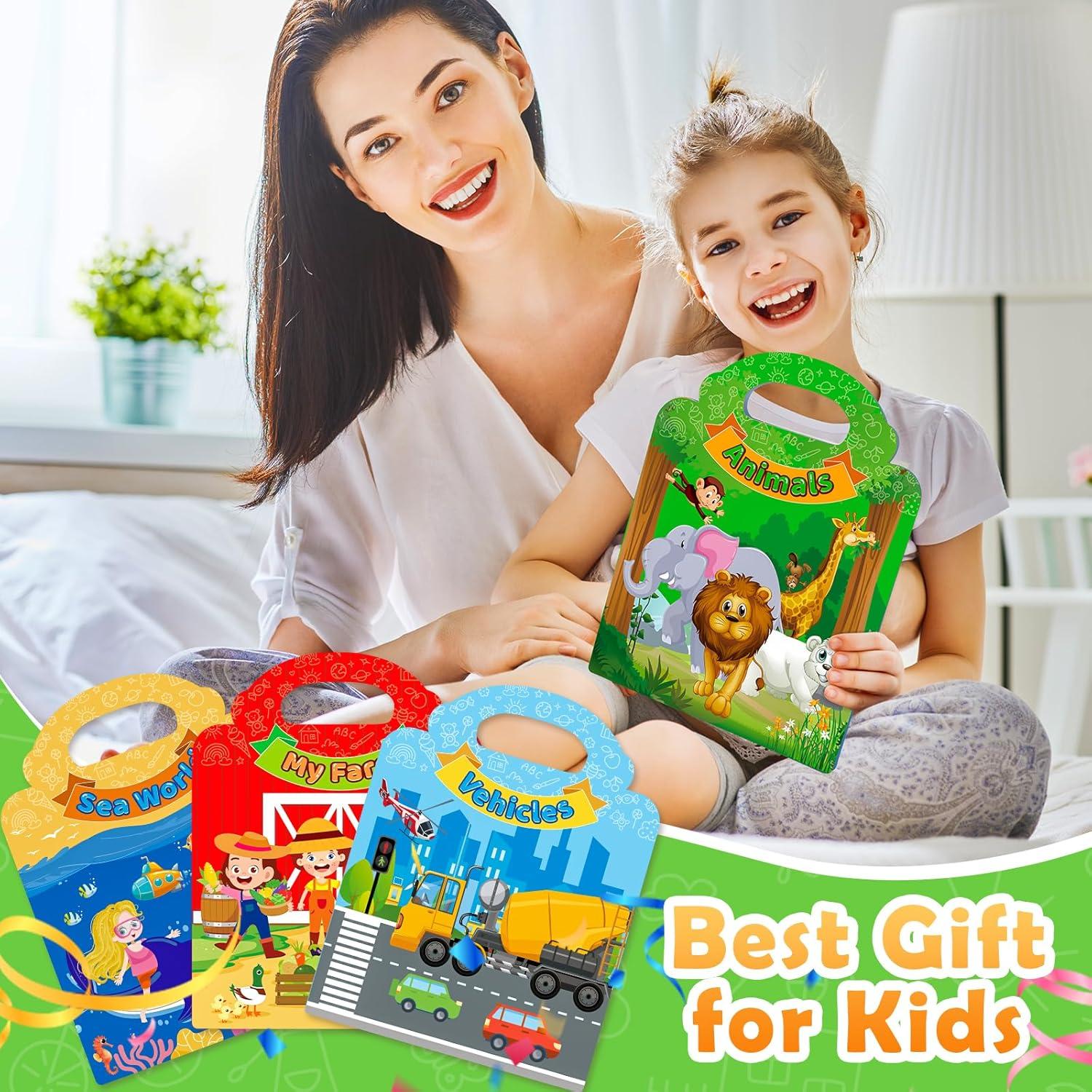 4 Libros de Pegatinas Reutilizables Uranus&No.1 para Niños