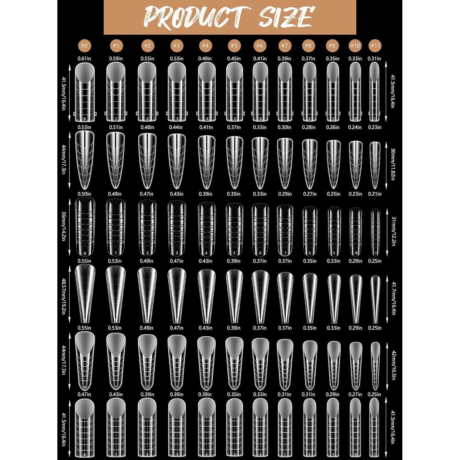 Kit de Uñas Duales EBANKU 288PCS con 76 Etiquetas Adhesivas