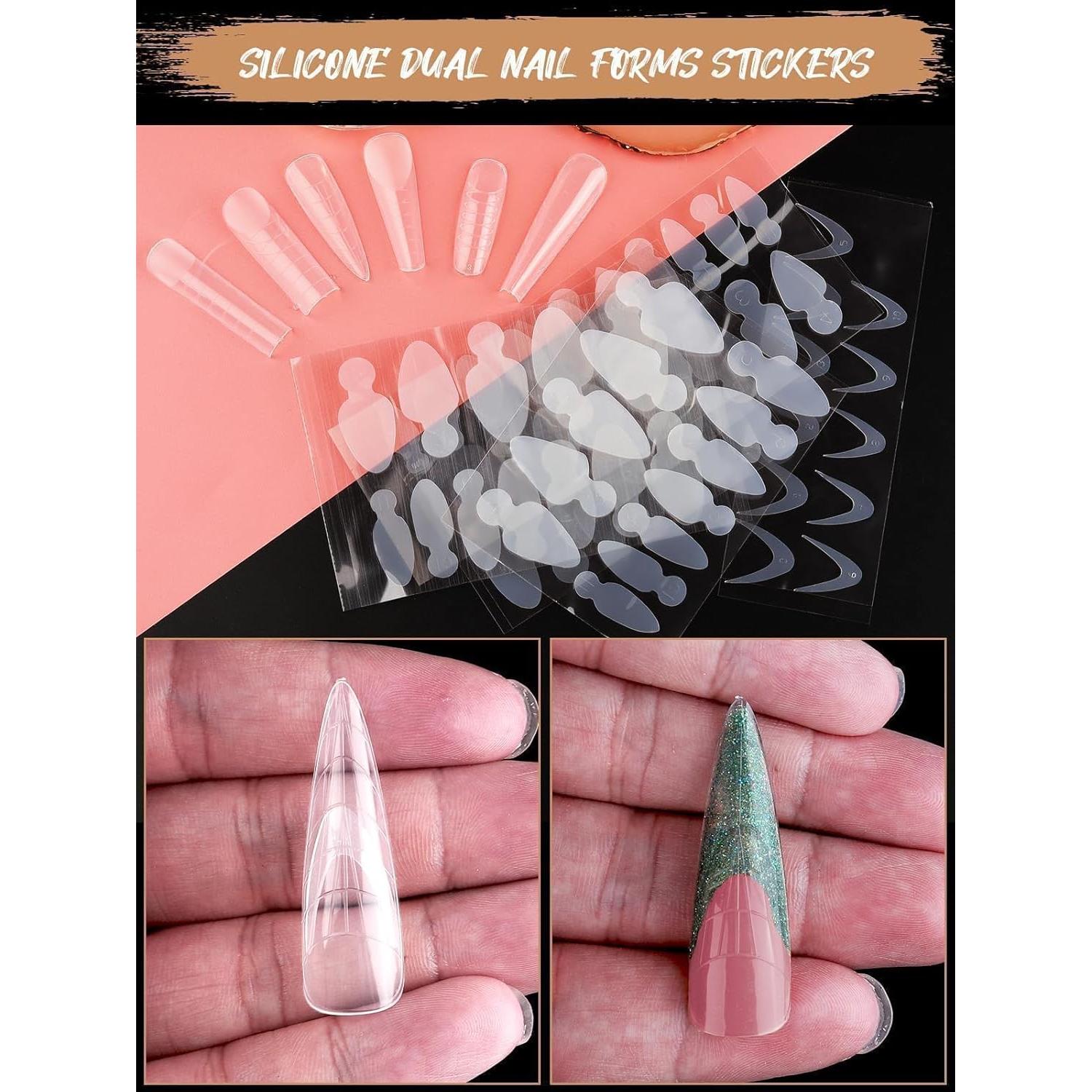 Kit de Uñas Duales EBANKU 288PCS con 76 Etiquetas Adhesivas