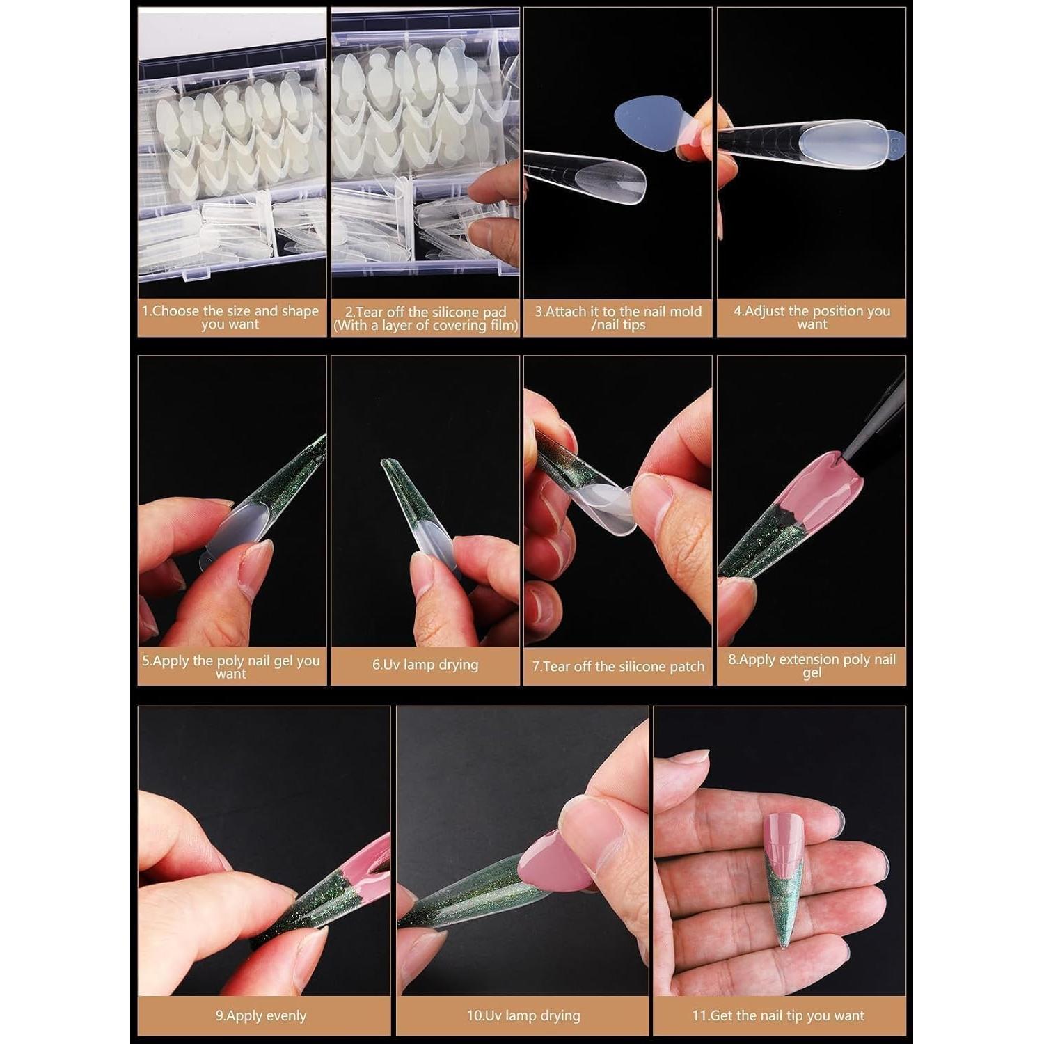 Kit de Uñas Duales EBANKU 288PCS con 76 Etiquetas Adhesivas