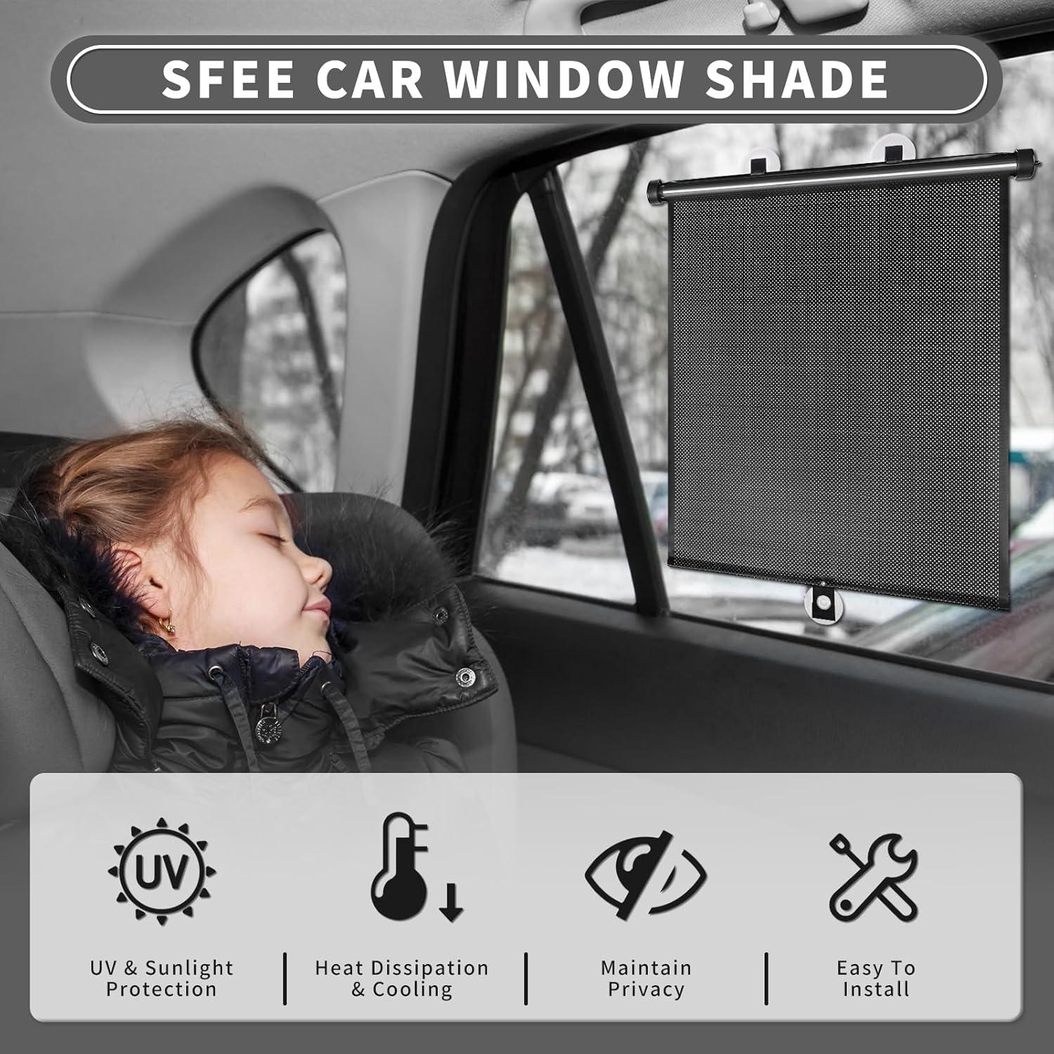 Cortinas Solares Retráctiles Sfee para Ventanas de Auto - 2 Pzas