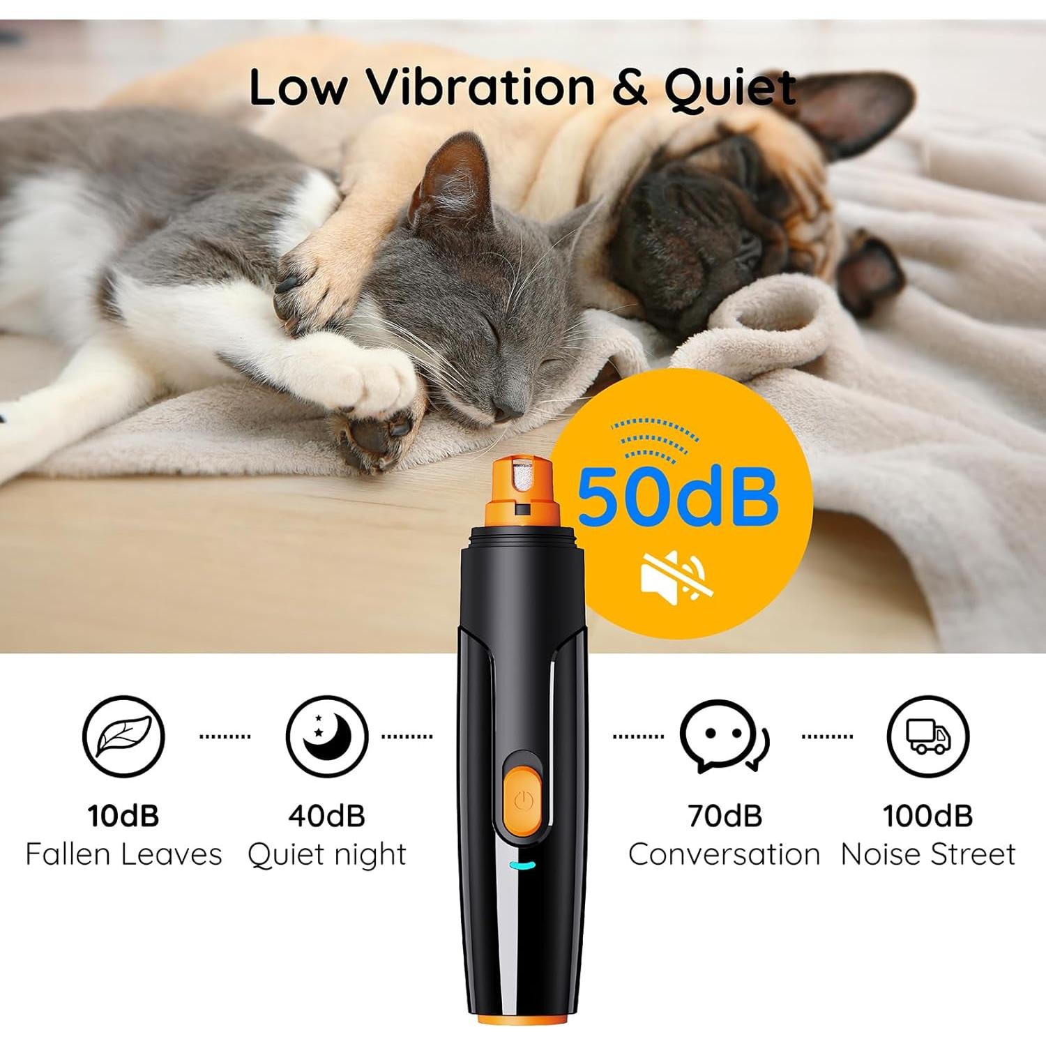 Cortauñas Eléctrico Bonve Pet para Perros y Gatos - Silencioso, Recargable, 2 Velocidades