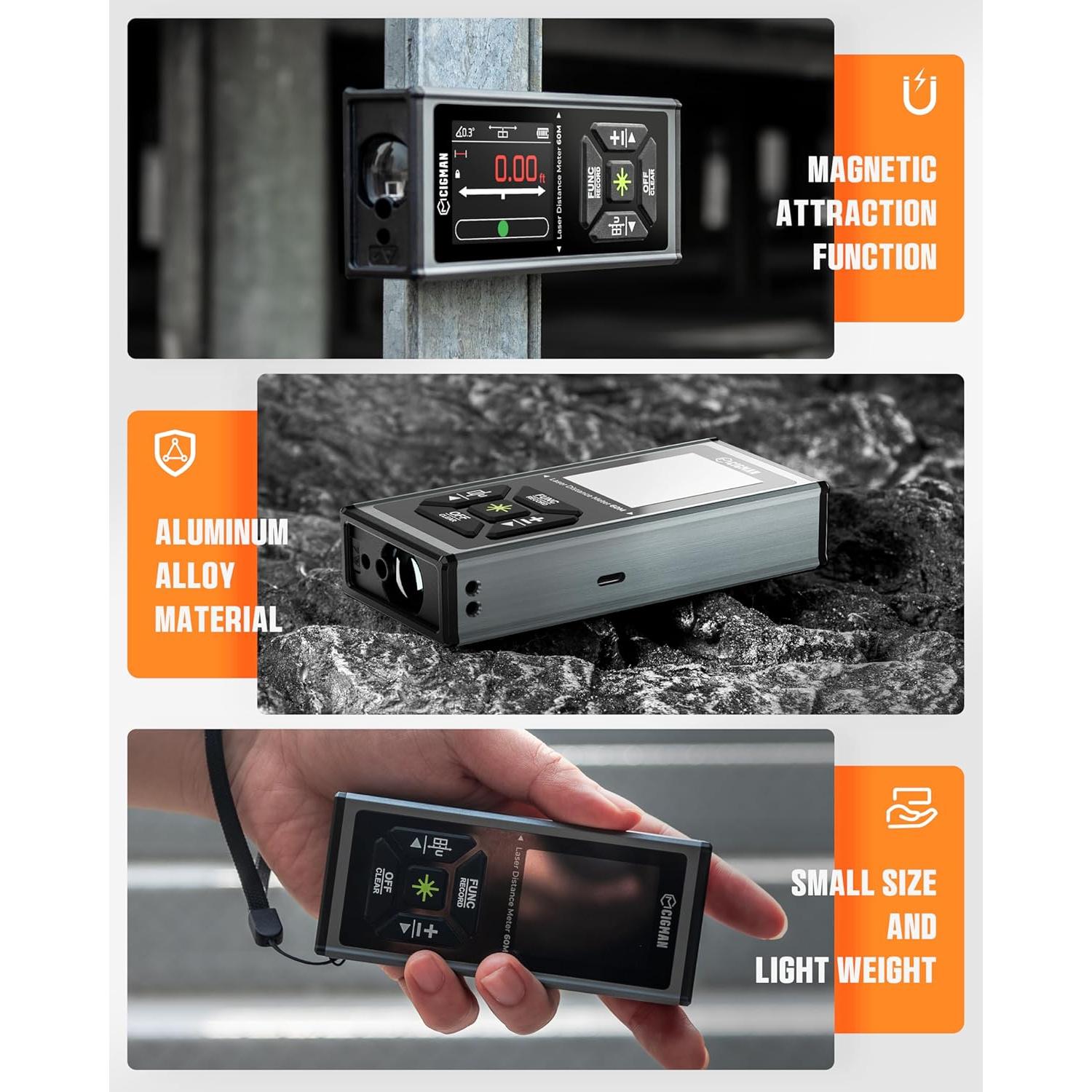 Medidor Láser CIGMAN CD-60G 120m Verde Bilateral Recargable