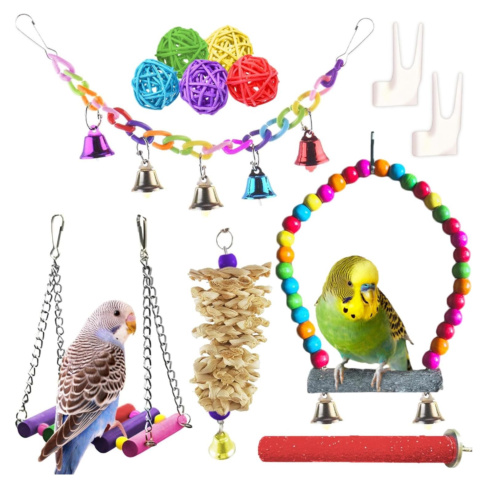 Paquete de 12 artículos para aves SunGrow - Columpios y perchas