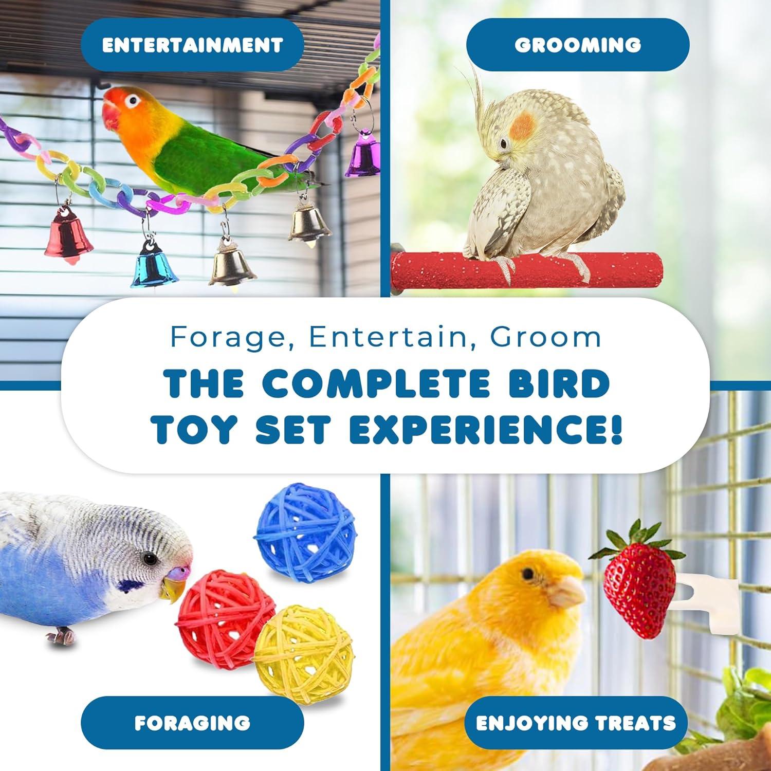 Paquete de 12 artículos para aves SunGrow - Columpios y perchas