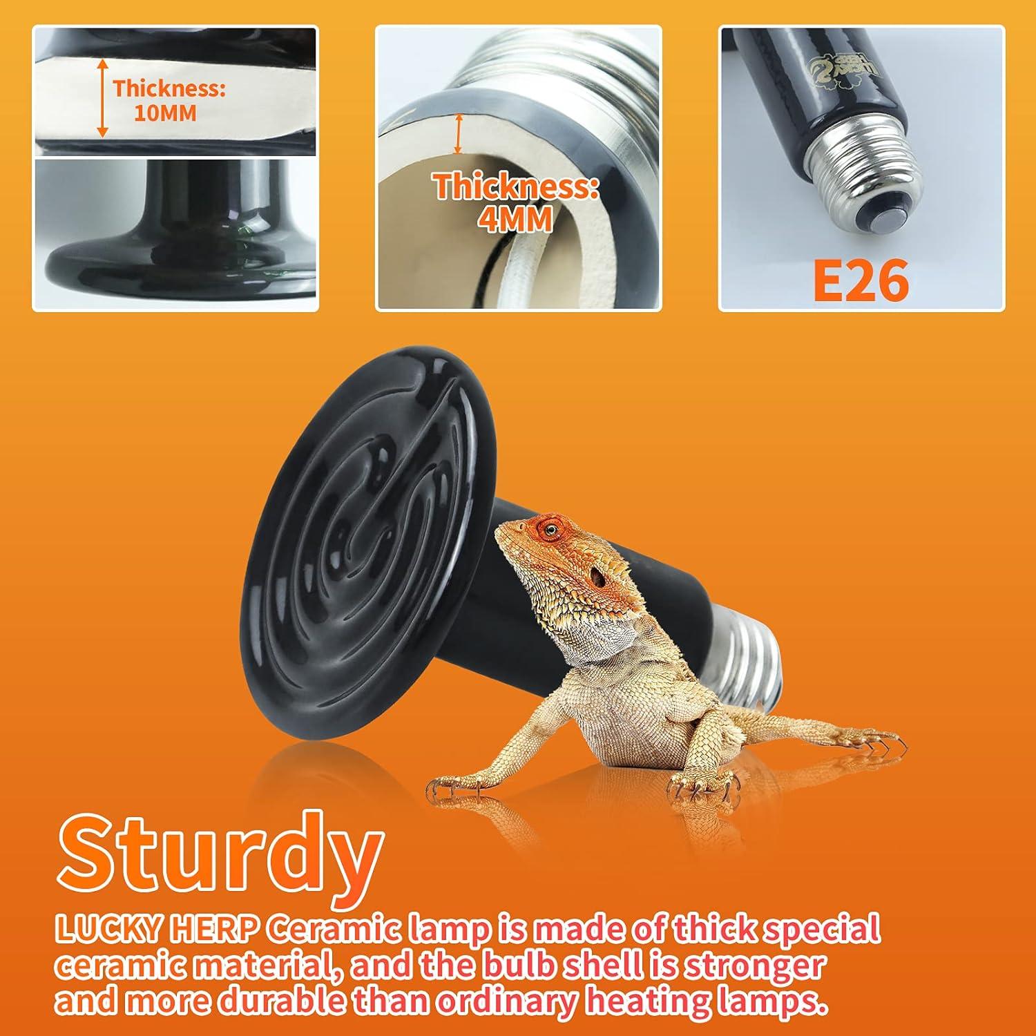 LUCKY HERP 50W Emisor de Calor Cerámico para Reptiles 2-Pack