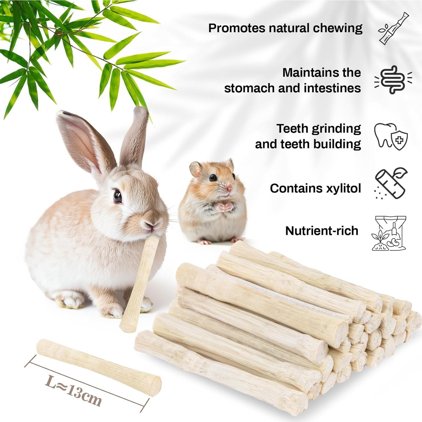 Palitos de Masticar Bambú Dulce 240g - Juguete para Conejos y Roedores