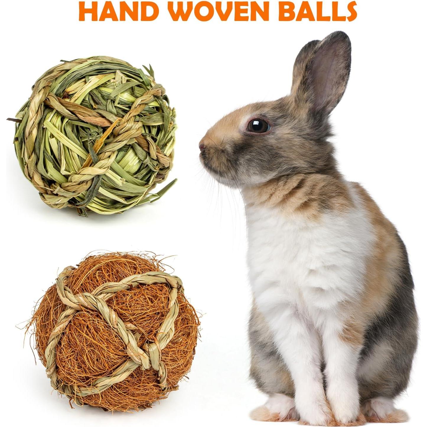 Juguetes para Conejos Sofier 8 Pcs Bolas de Hierba Naturales