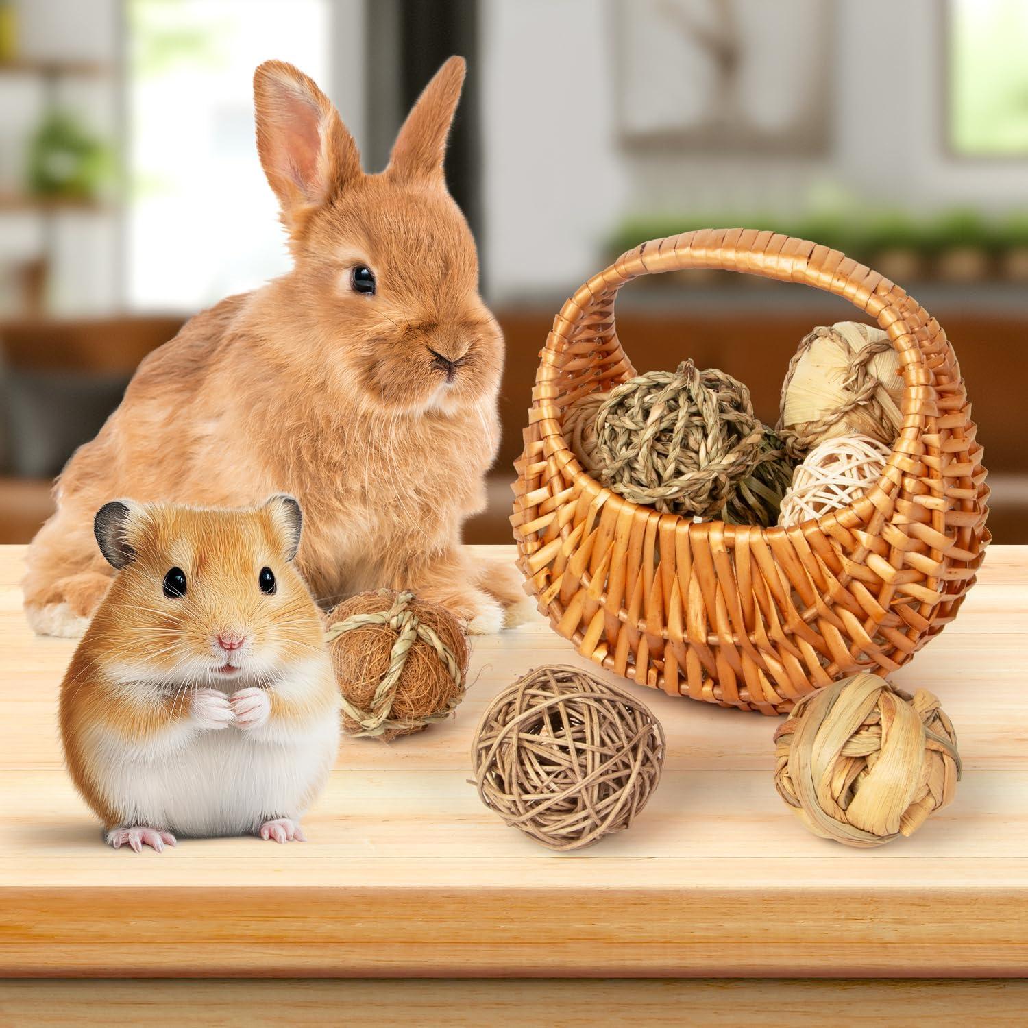 Juguetes para Conejos Sofier 8 Pcs Bolas de Hierba Naturales