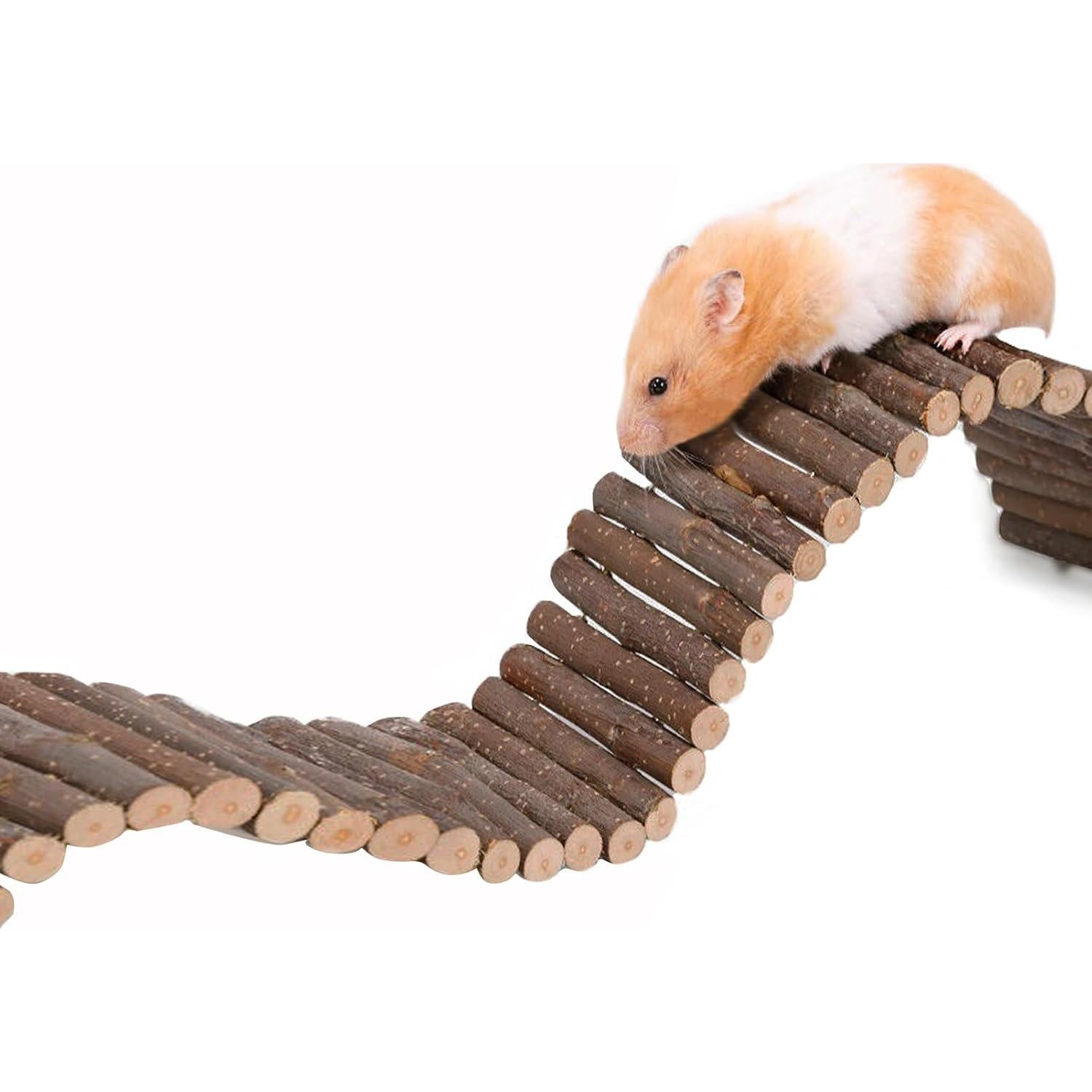 Puente de Escalera de Madera Natural para Hámster y Mascotas