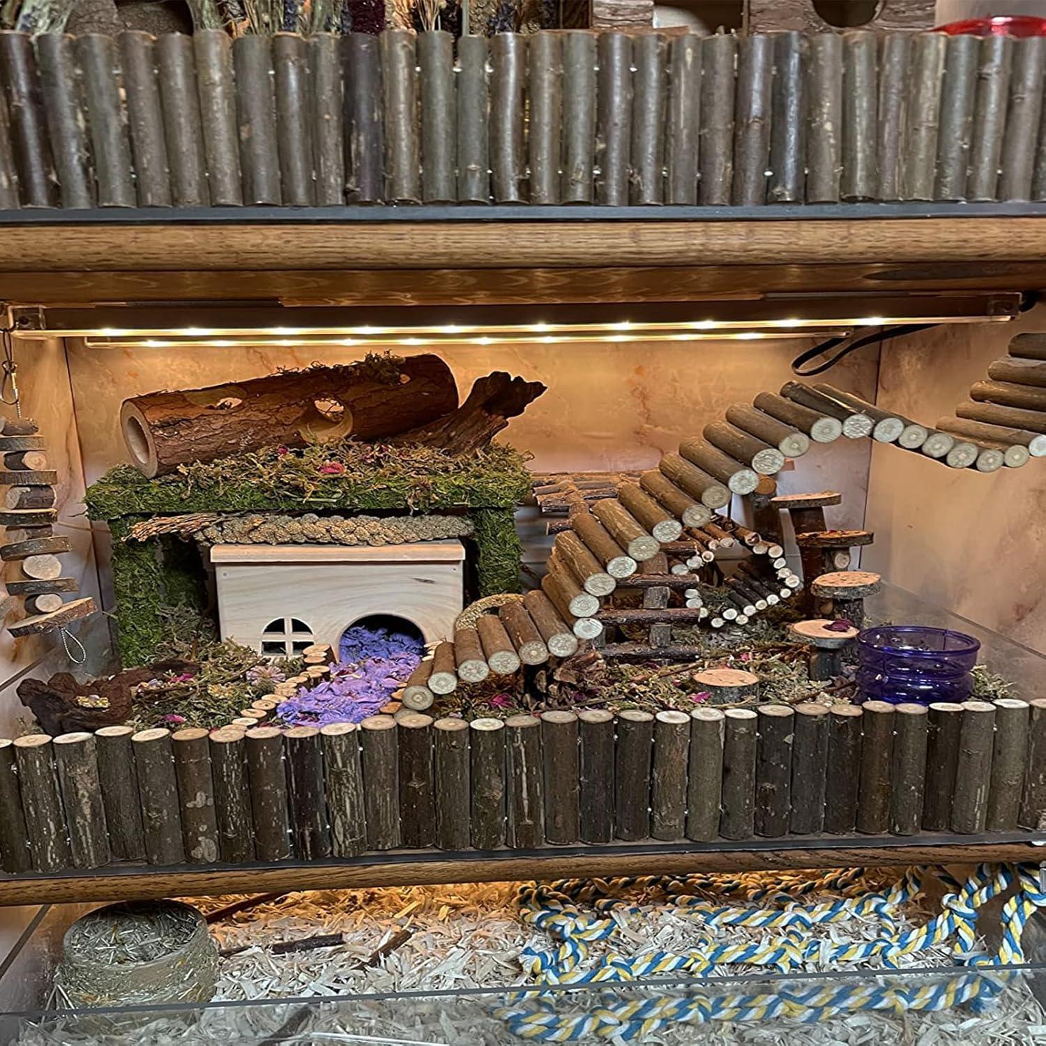 Puente de Escalera de Madera Natural para Hámster y Mascotas