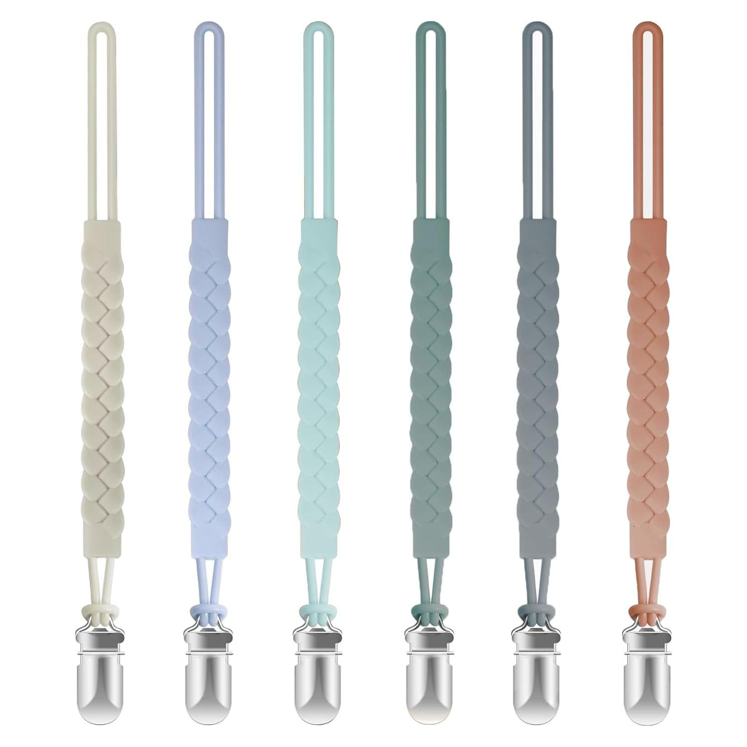 Clip de Chupete de Silicona TenderBabe - Paquete de 6 Neutrales