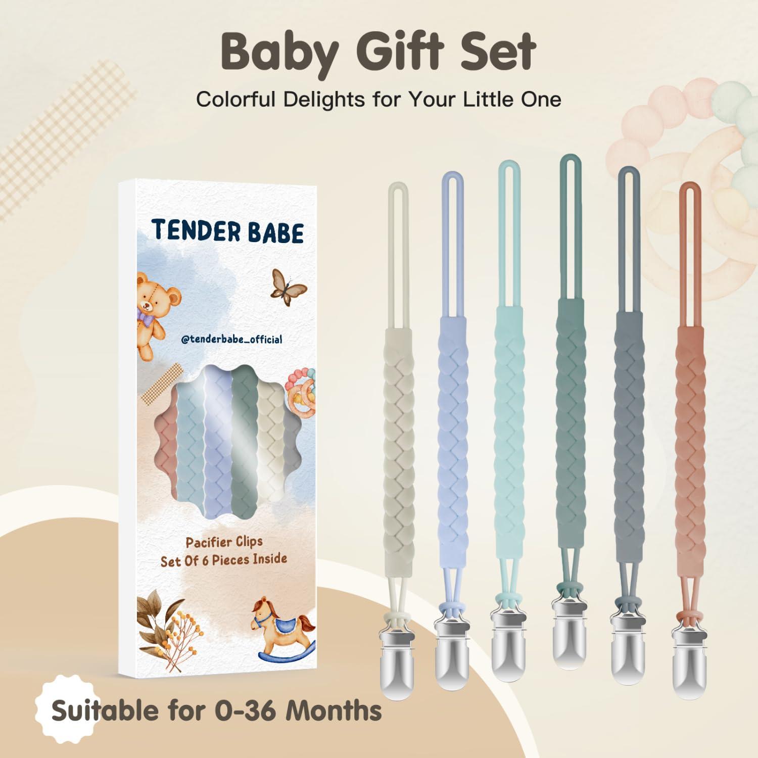 Clip de Chupete de Silicona TenderBabe - Paquete de 6 Neutrales