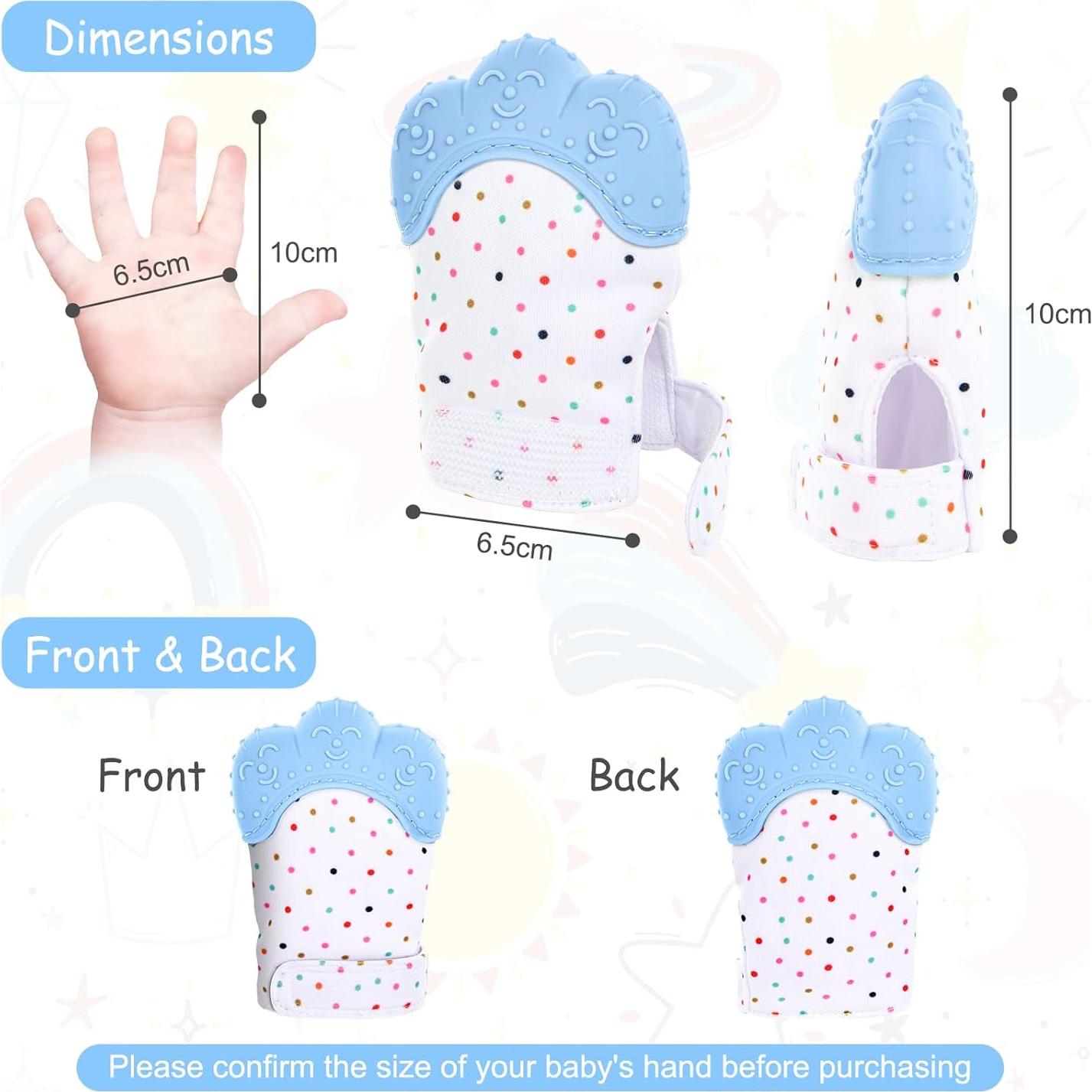 2 Mitones de Silicona para Dentición Infantil Vicloon Azul