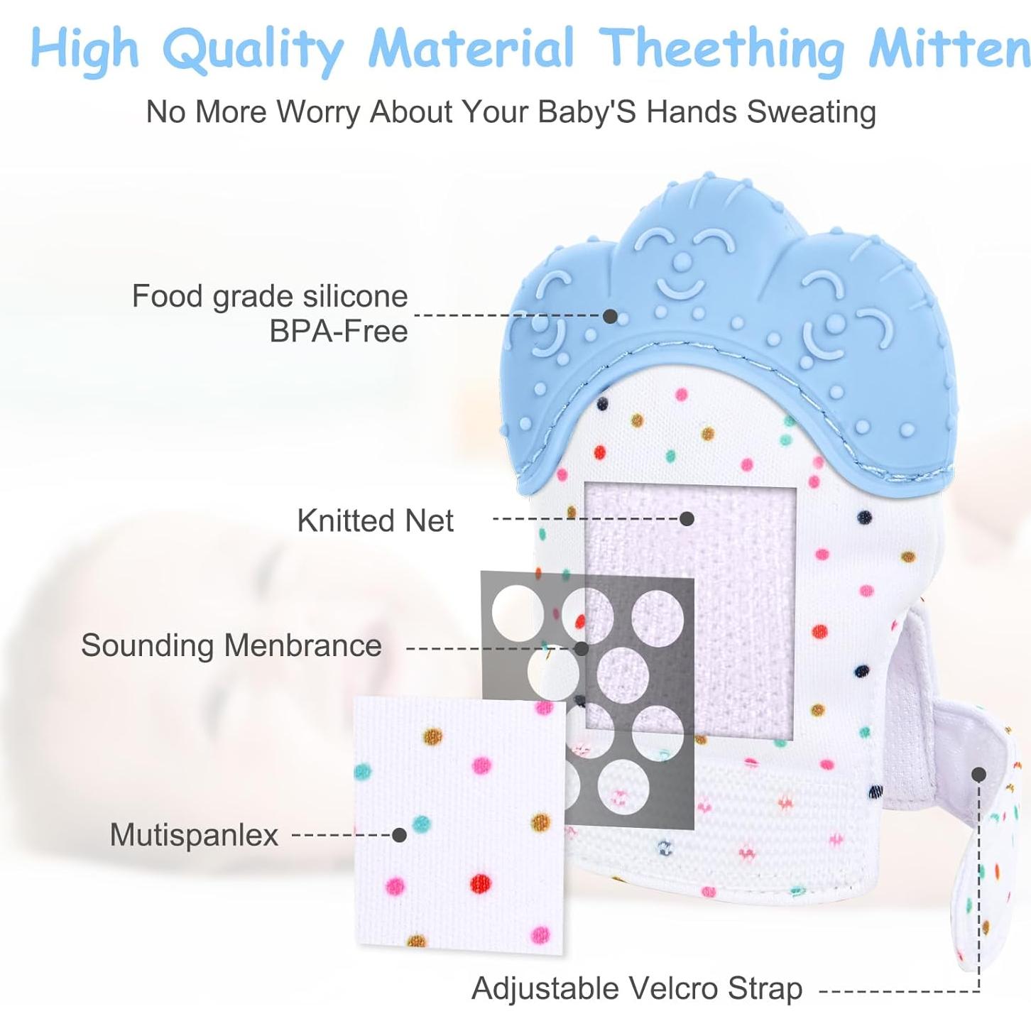 2 Mitones de Silicona para Dentición Infantil Vicloon Azul