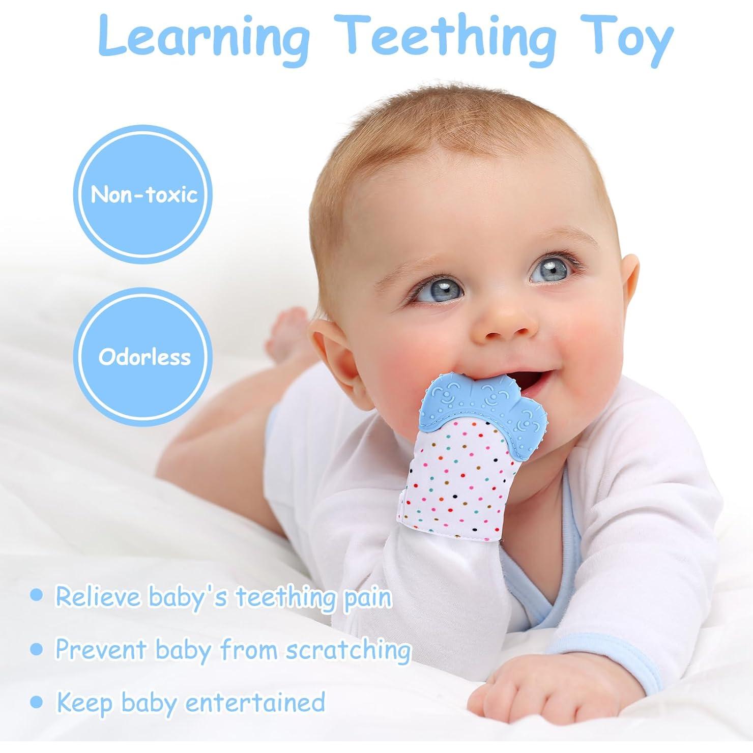 2 Mitones de Silicona para Dentición Infantil Vicloon Azul