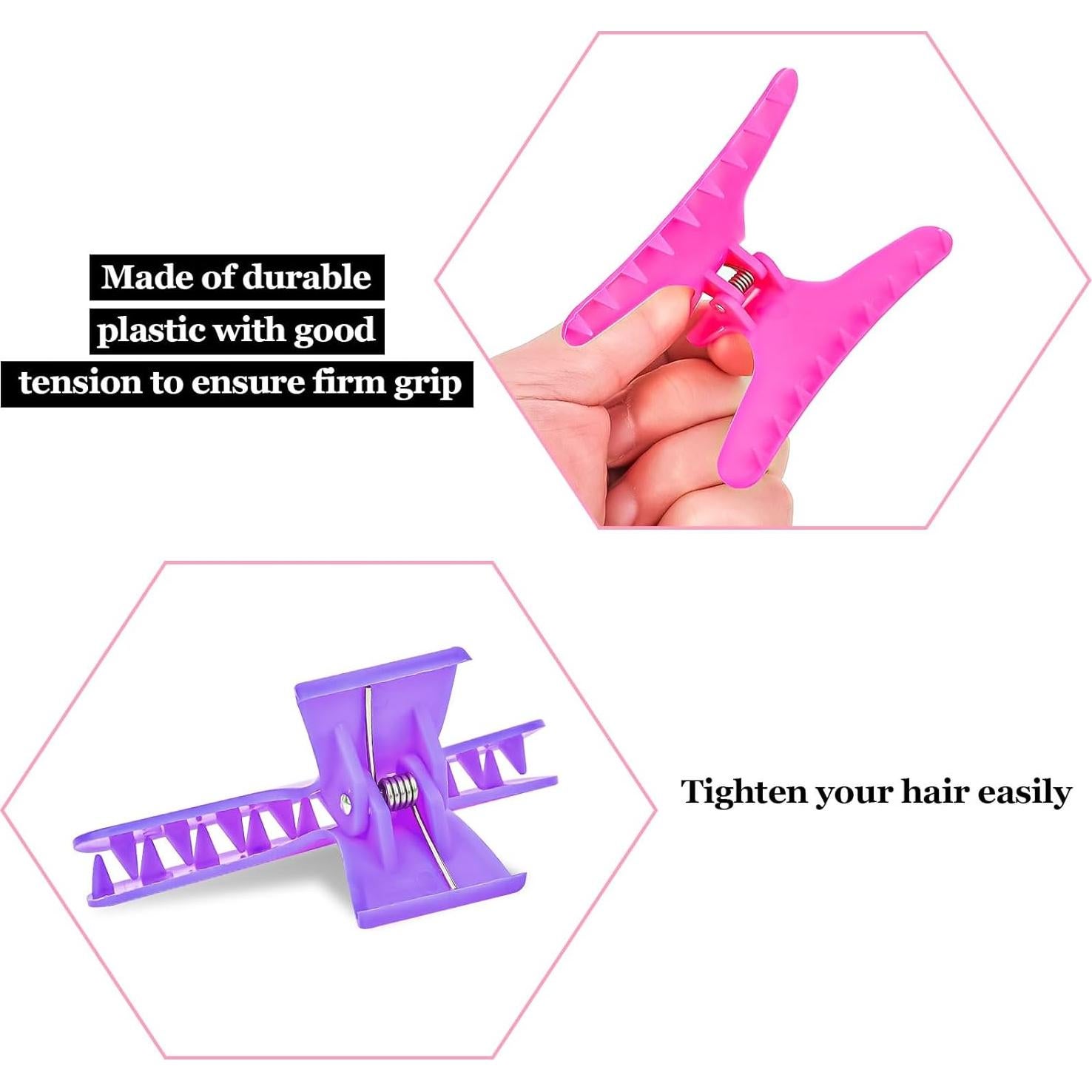 Pinzas Mariposa para Cabello BAHABY 12 Pack 8.1 cm 6 Colores