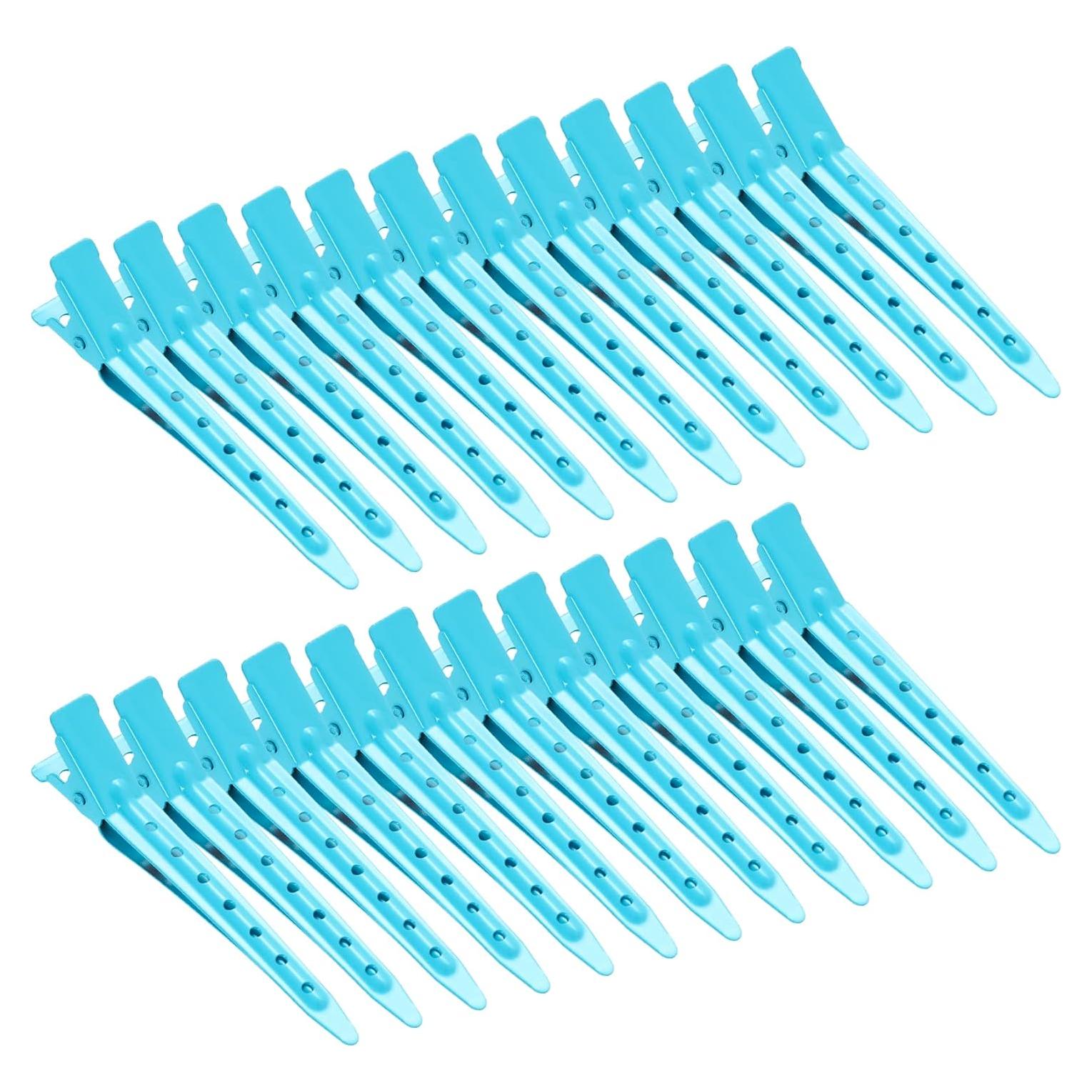 24 Clips de Pico de Pato Metal Antioxidante Bantoye 7 cm Azul