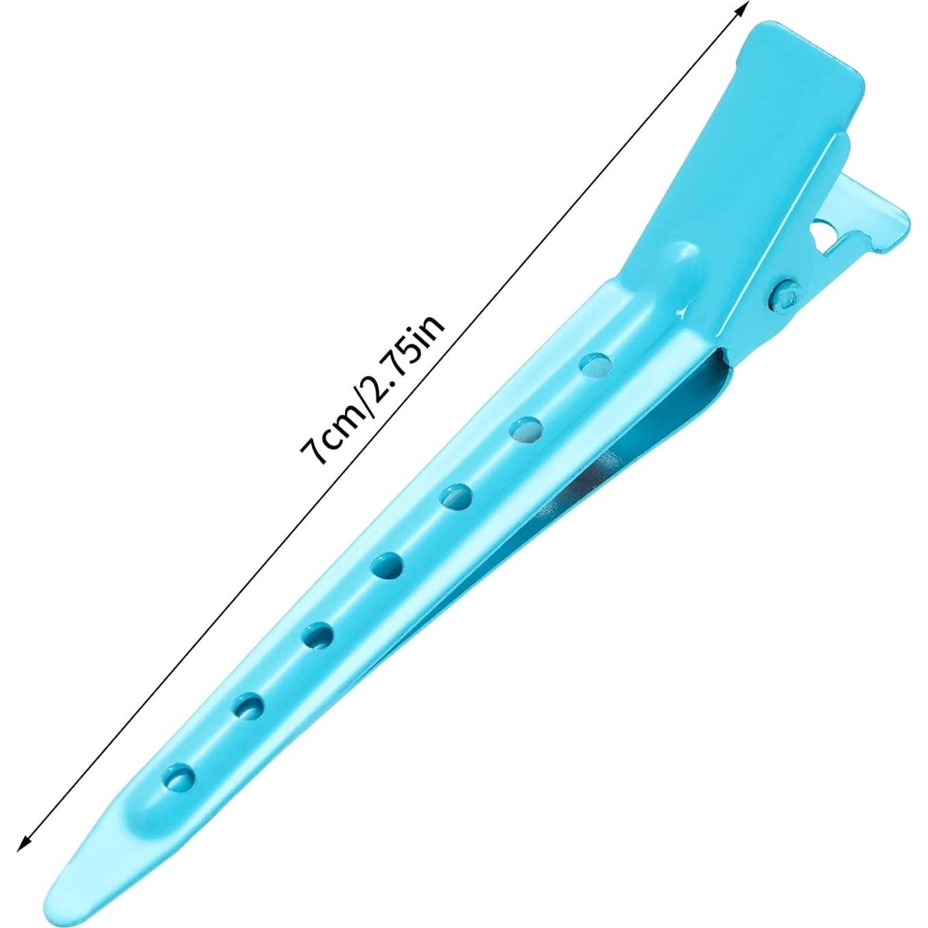 24 Clips de Pico de Pato Metal Antioxidante Bantoye 7 cm Azul