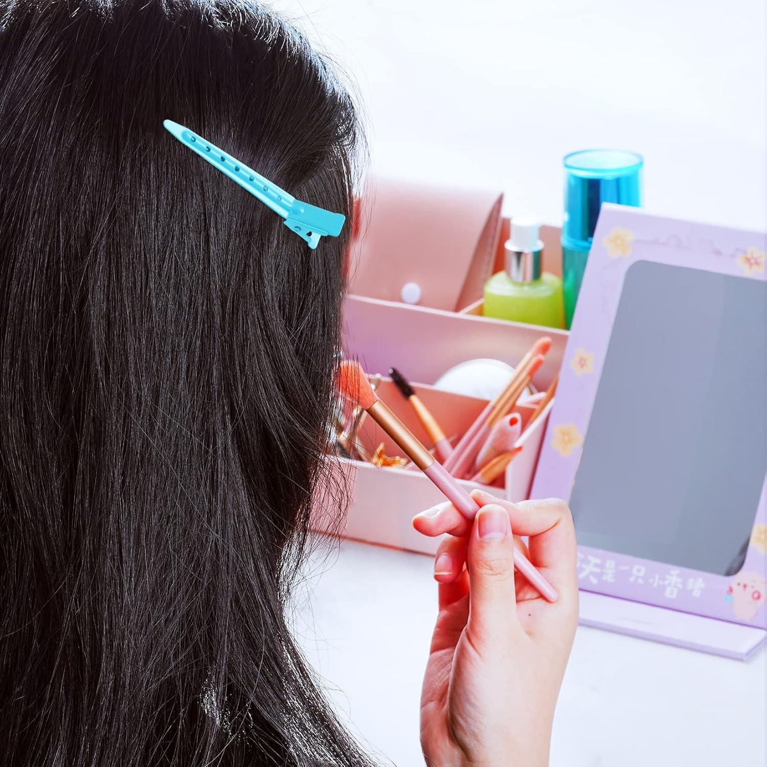 24 Clips de Pico de Pato Metal Antioxidante Bantoye 7 cm Azul