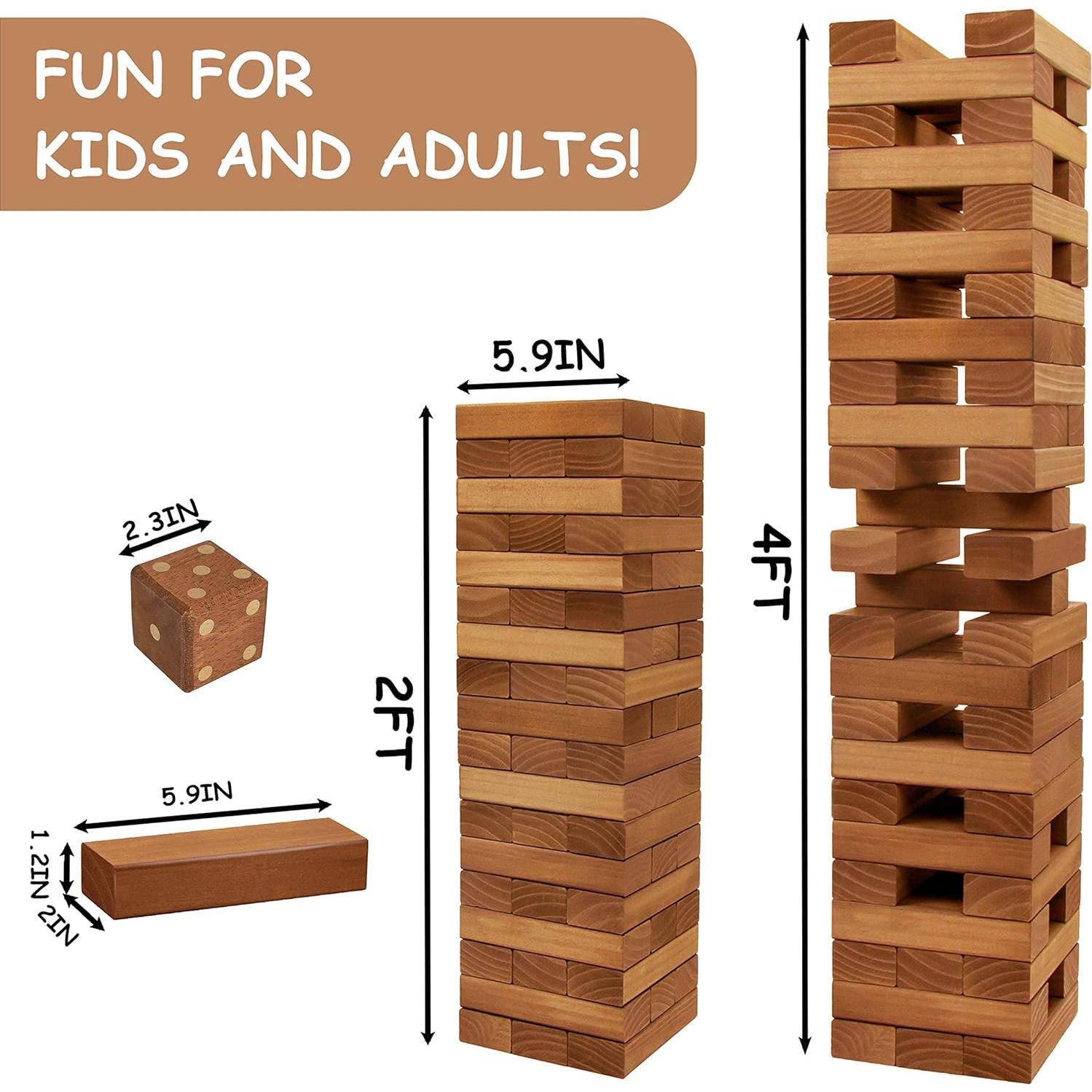 Juego de Bloques de Madera Juegoal 54 Piezas Gigante Marrón