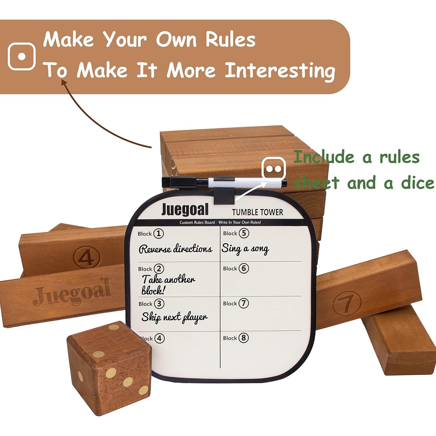 Juego de Bloques de Madera Juegoal 54 Piezas Gigante Marrón