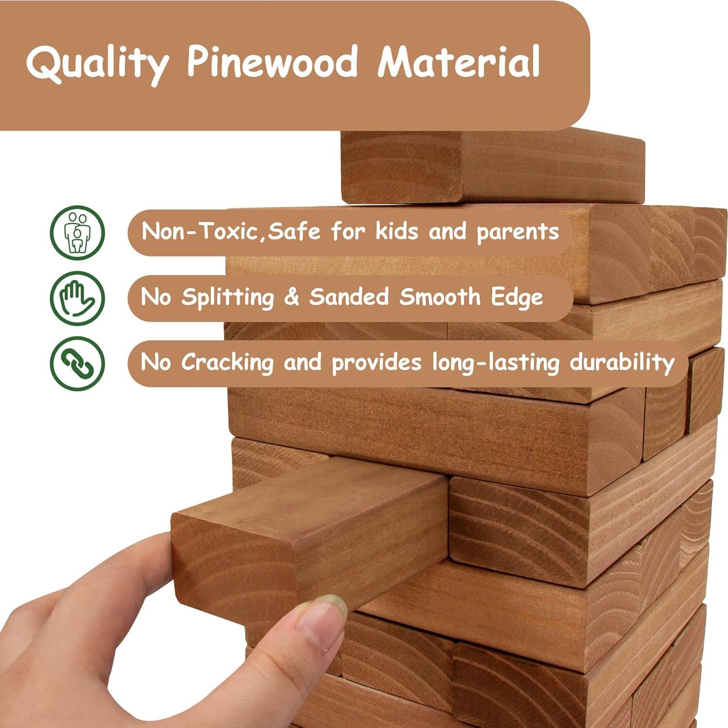 Juego de Bloques de Madera Juegoal 54 Piezas Gigante Marrón